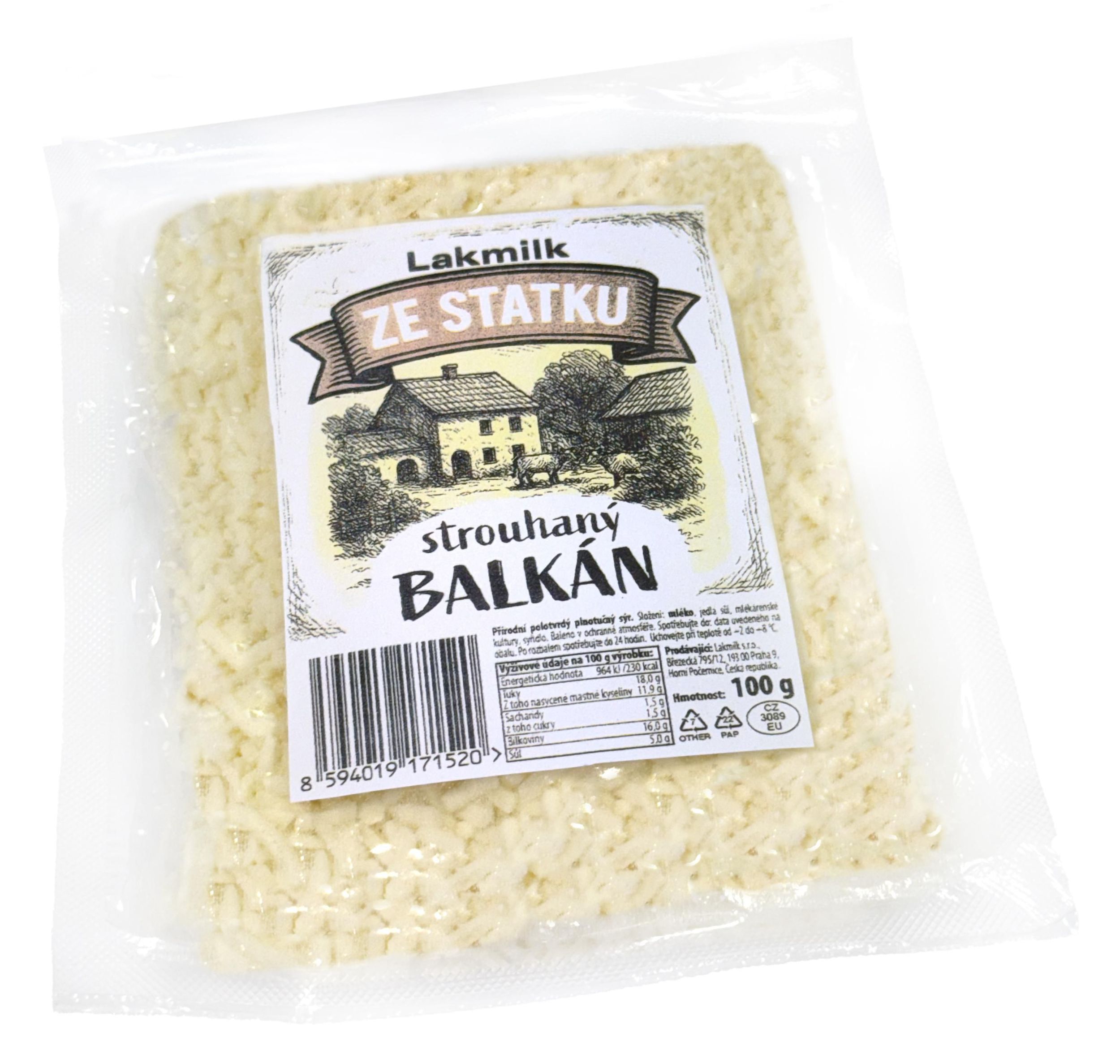 Mléčné a chlazené - Lakmilk - balkánský sýr strouhaný 100g