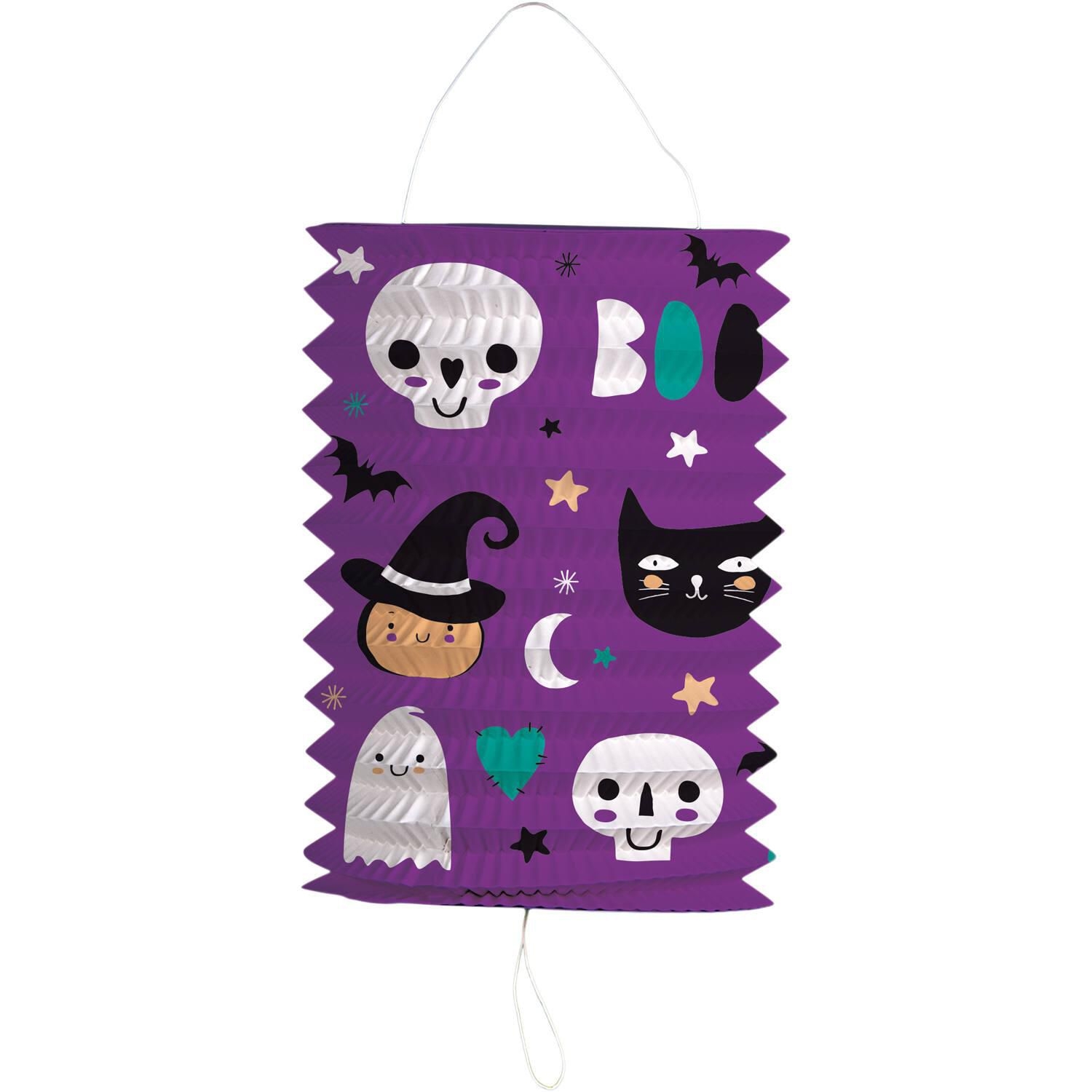 Domácnost a Zahrada - Lampion, válec 16x22cm Halloween fialový