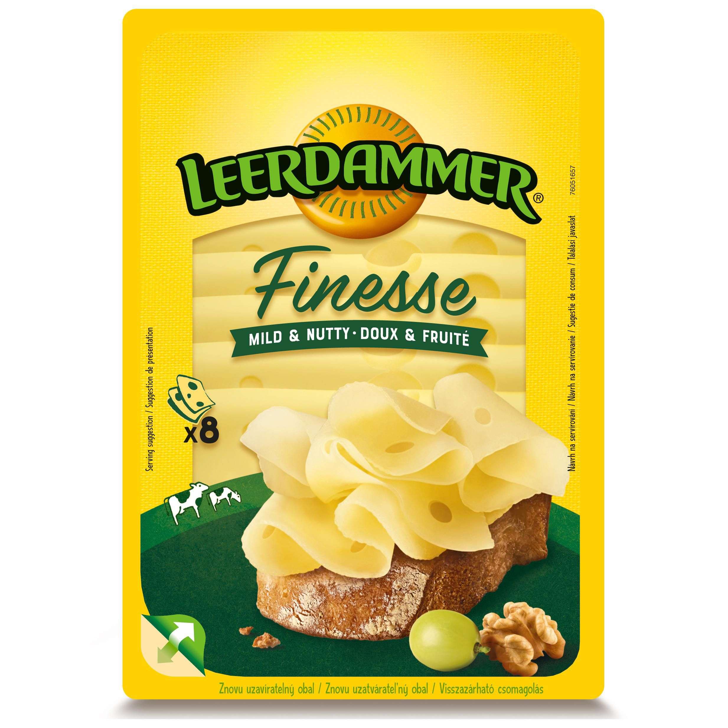 Mléčné a chlazené - Leerdammer Finesse Original 8 jemných plátků 80 g