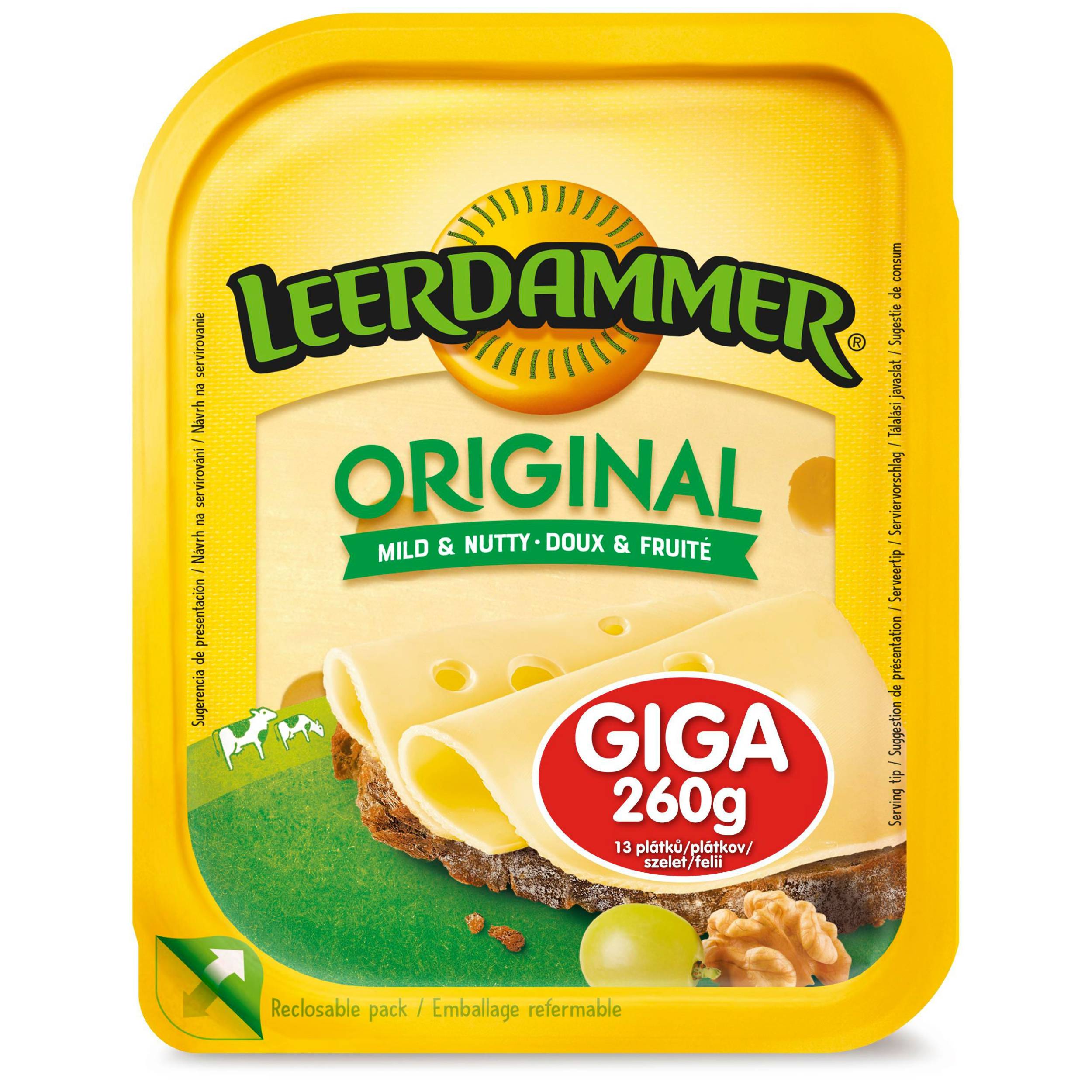 Mléčné a chlazené - Leerdammer Original holandský polotvrdý sýr 260 g