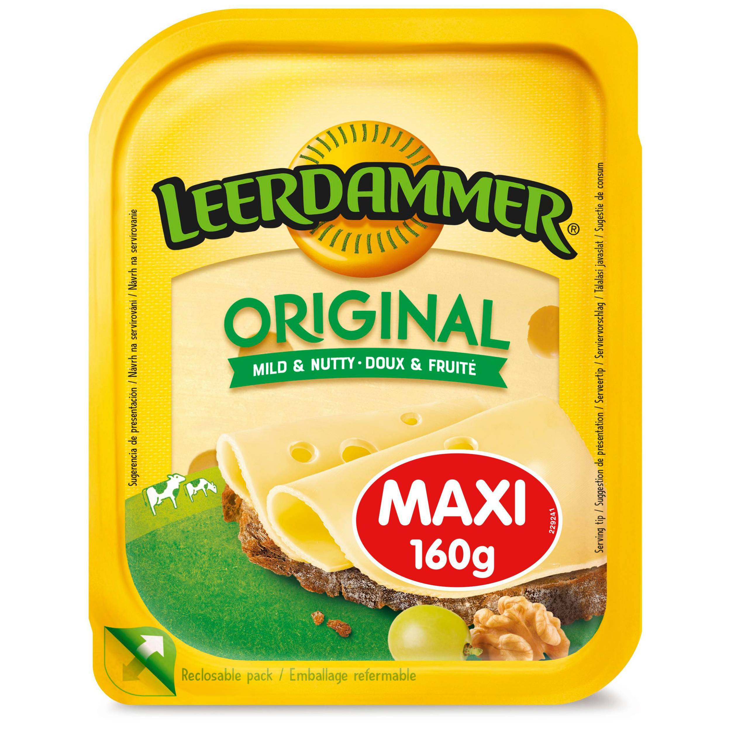 Mléčné a chlazené - Leerdammer Original maxi plnotučný sýr 8 plátků 160 g