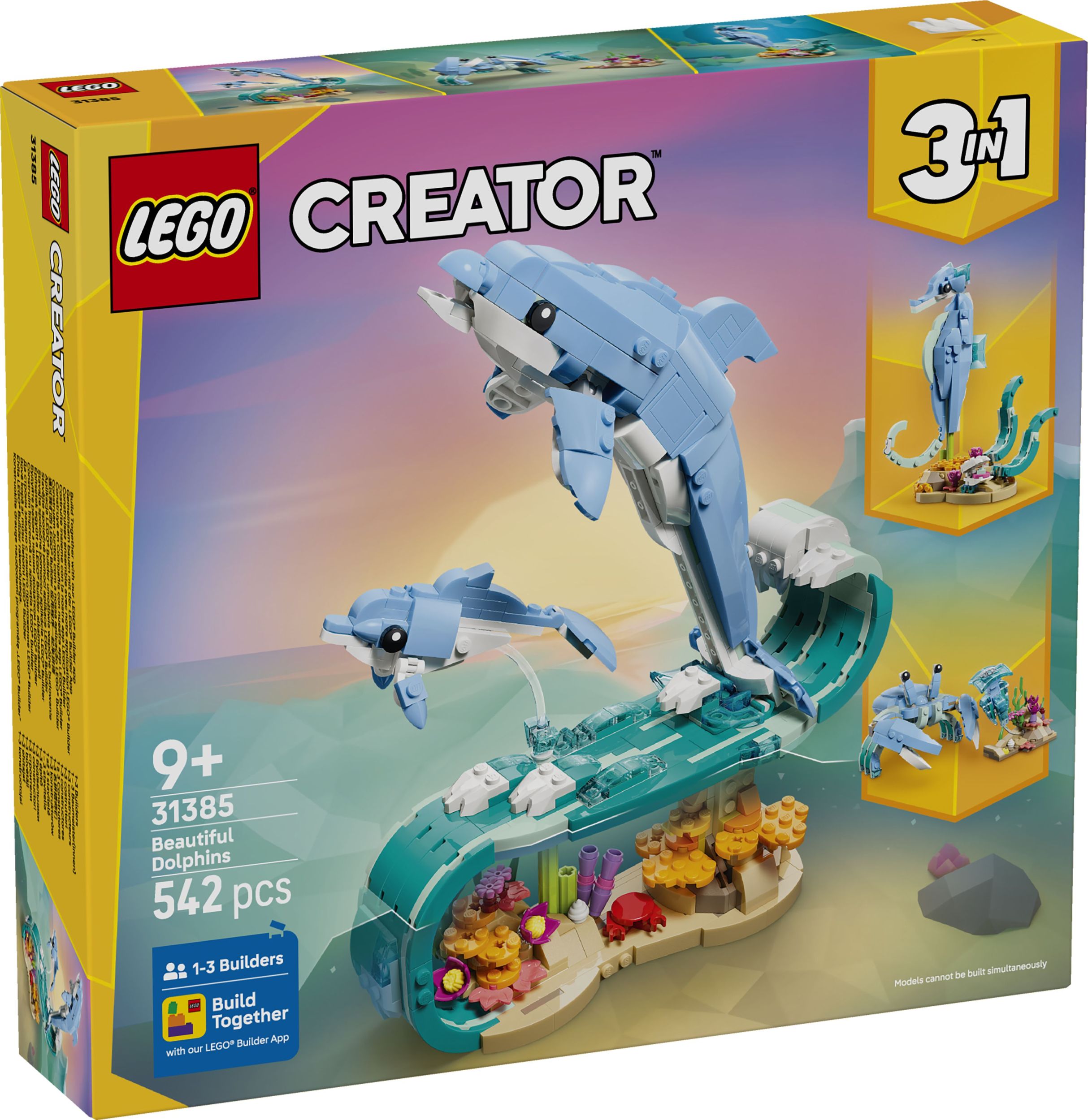 Svět dětí - LEGO® Creator 3 v 1 31385 Mořští živočichové: Krásní delfíni