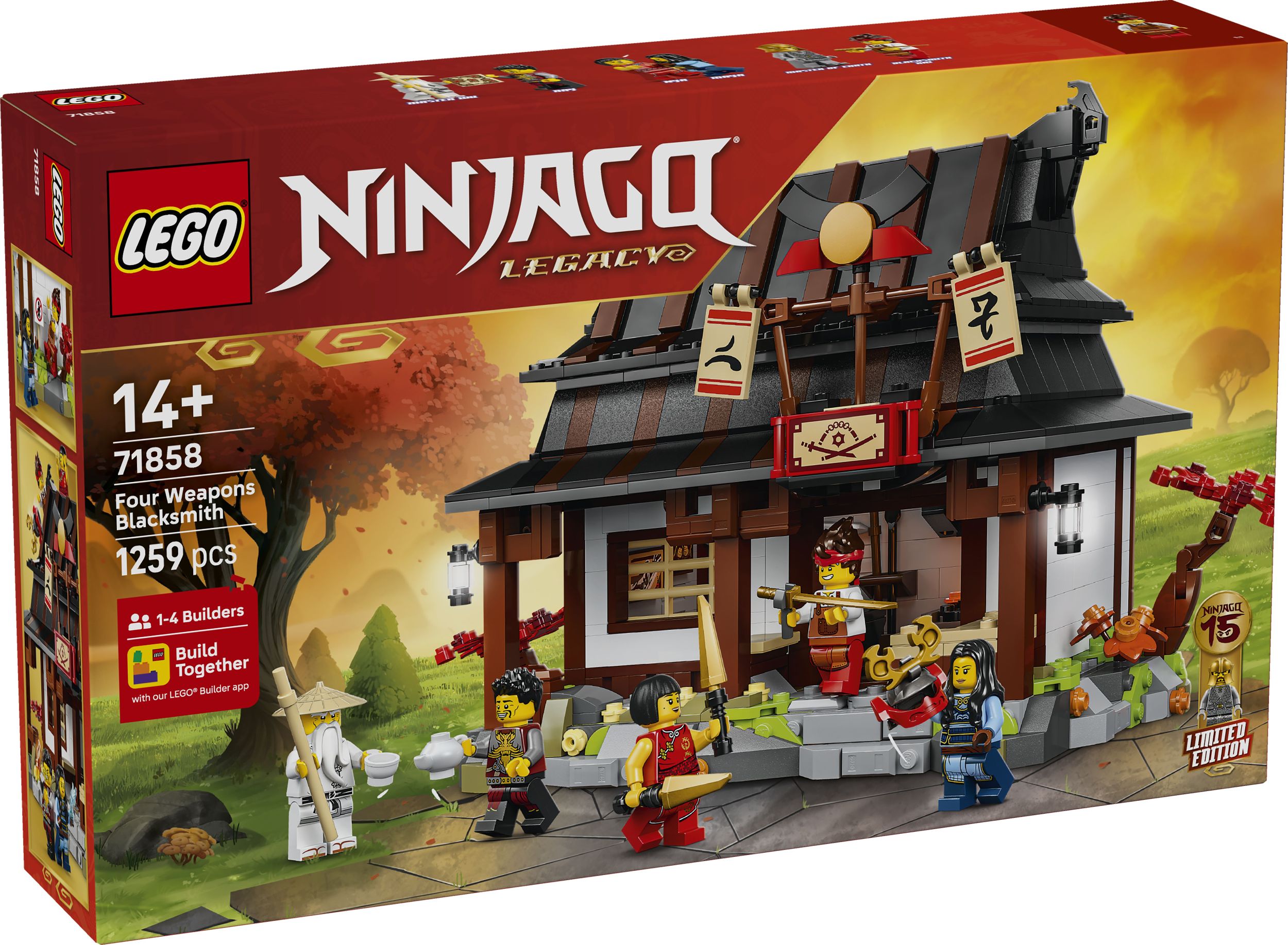 Svět dětí - LEGO® NINJAGO® 71858 Kovárna Čtyři zbraně: 15 let NINJAGO