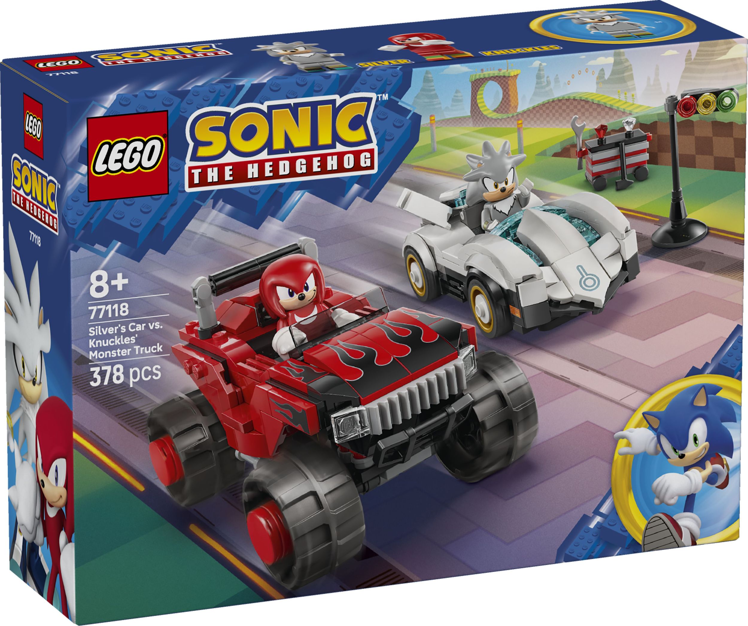 Svět dětí - LEGO® Sonic the Hedgehog™ 77118 Silver a jeho auto vs. Knuckles a jeho monster truck