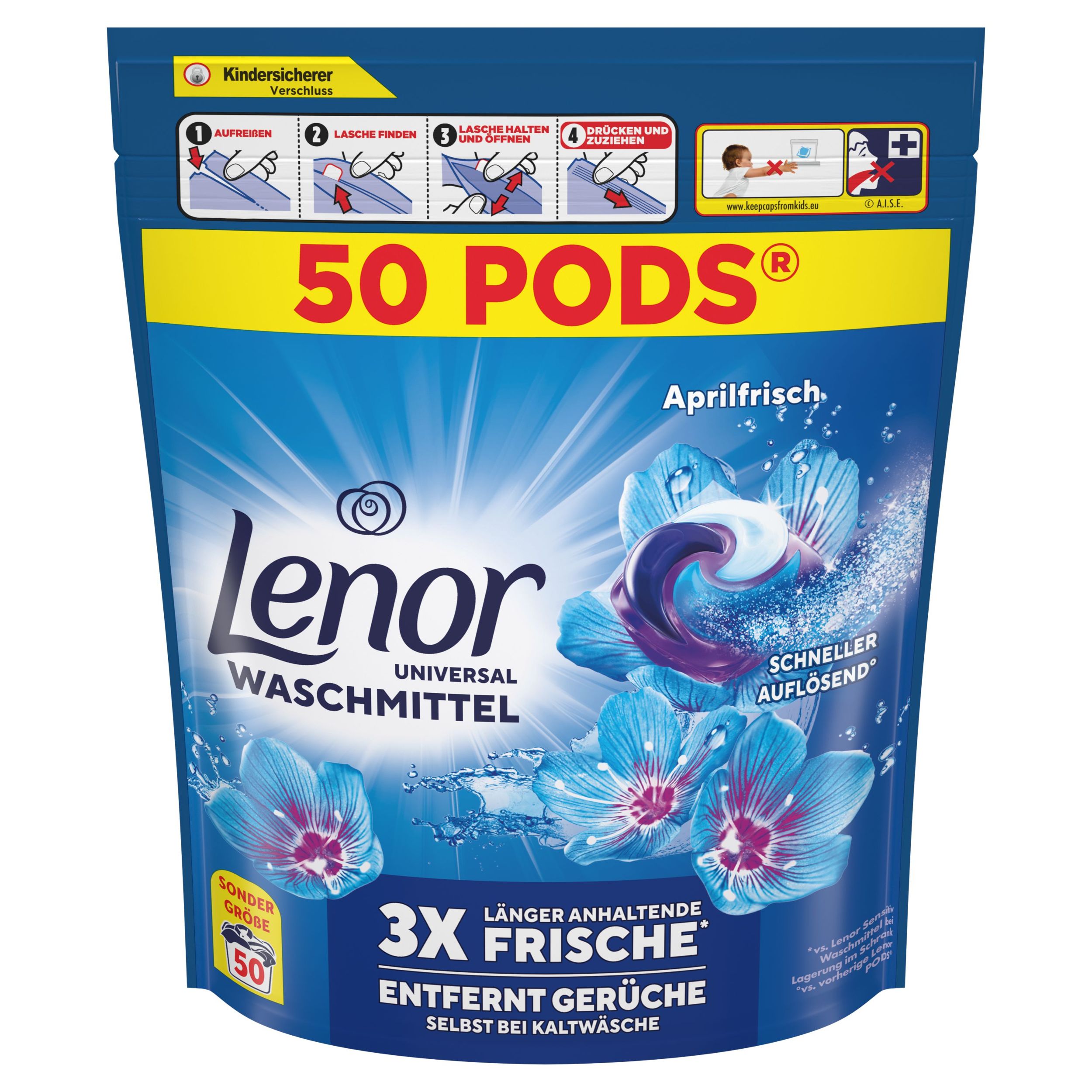 Drogerie a kosmetika - Lenor Kapsle Universal Aprilfrisch 50 ks
