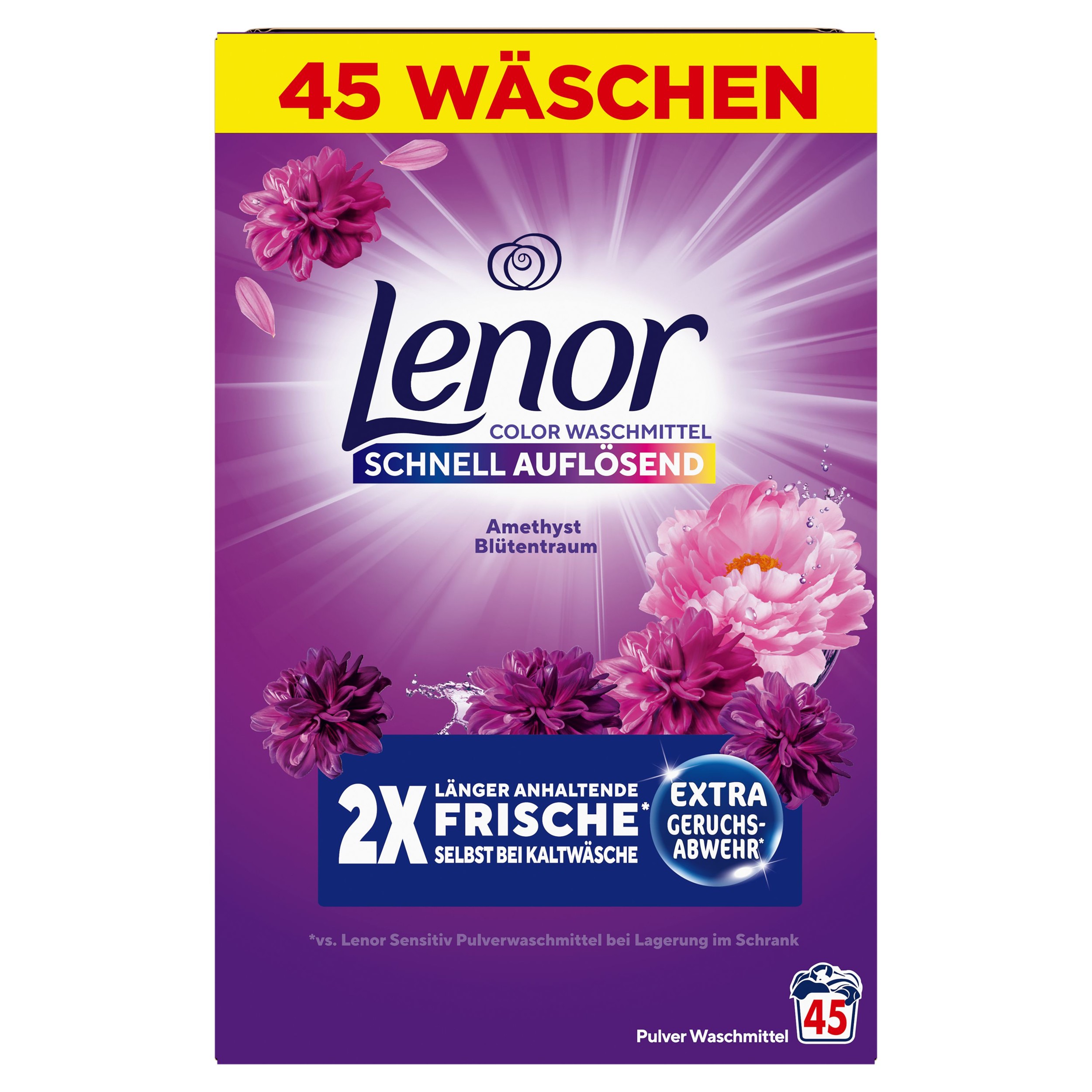 Drogerie a kosmetika - Lenor Prášek Color Amethyst 2kg, 45 praní
