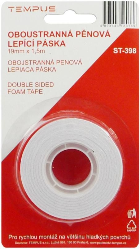 Domácnost a Zahrada - Lepící páska oboustranná 19mm x 1,5m pěnová bílá