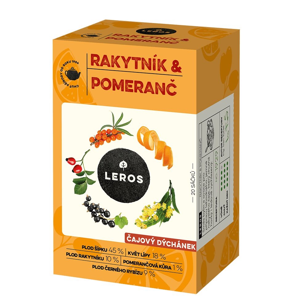 Nápoje - Leros čajový dýchánek rakytník & pomeranč 20x2g