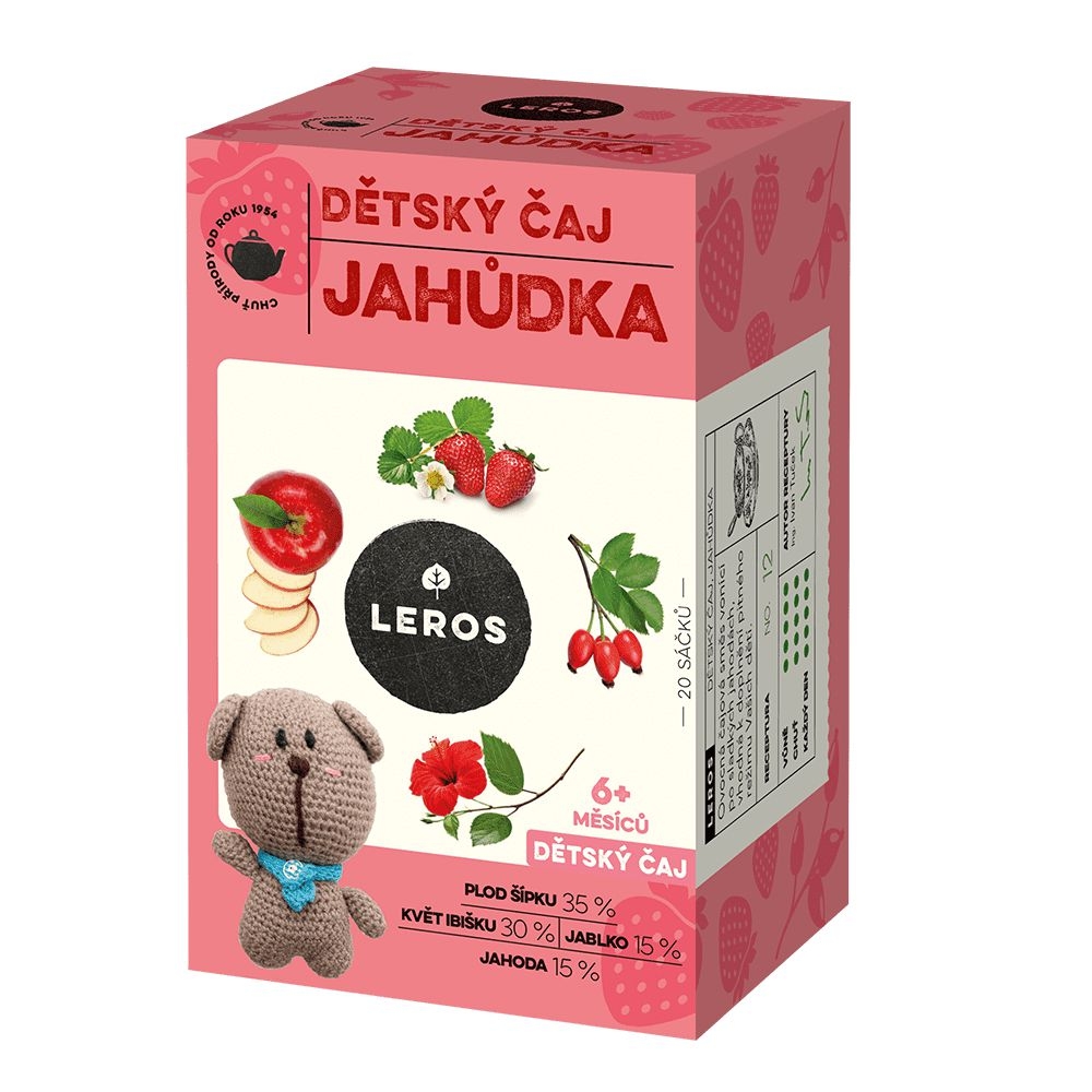Svět dětí - Leros Dětský čaj Jahůdka 6m+ 20x2g