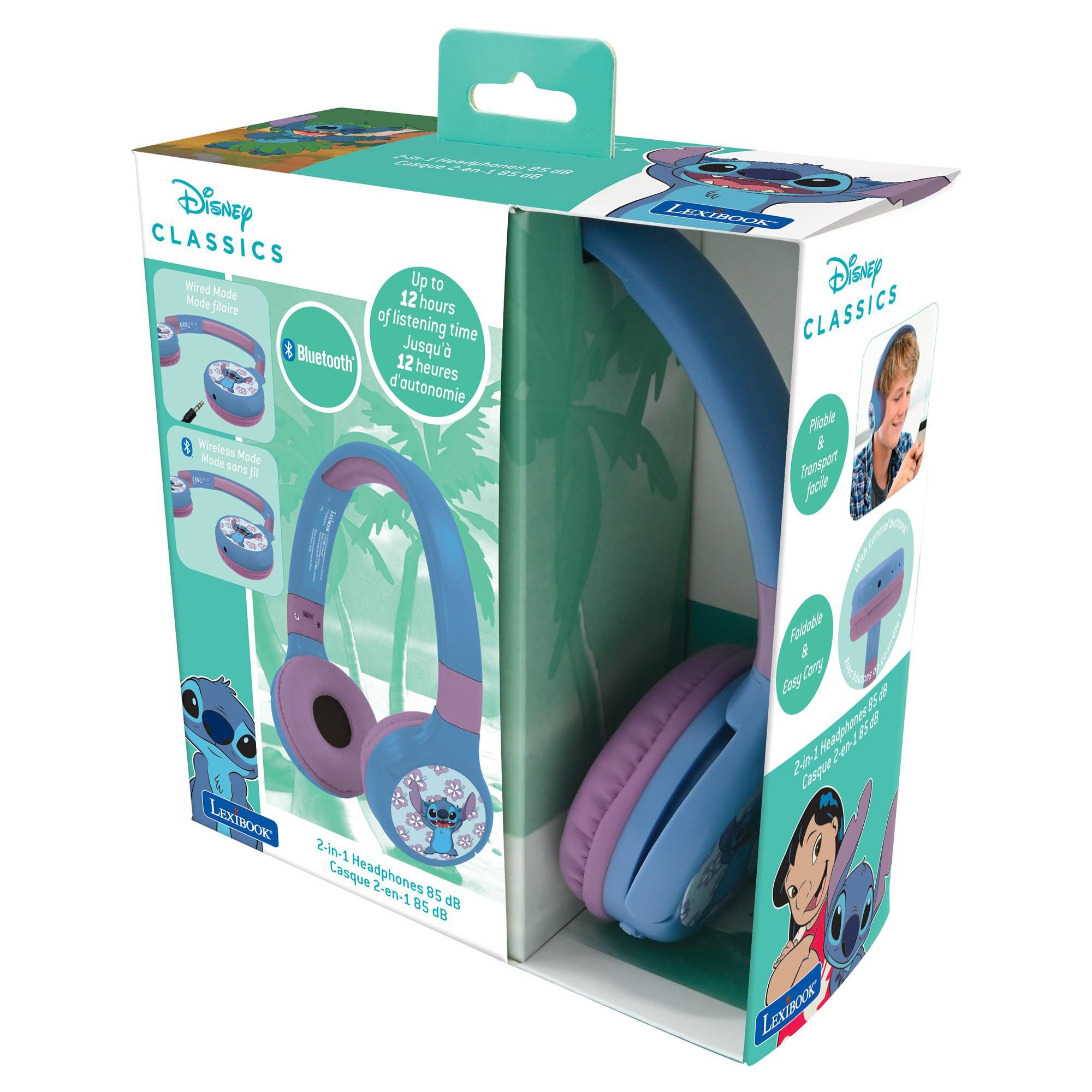 Svět dětí - Lexibook Skládací bezdrátová sluchátka Disney Stitch 238 g