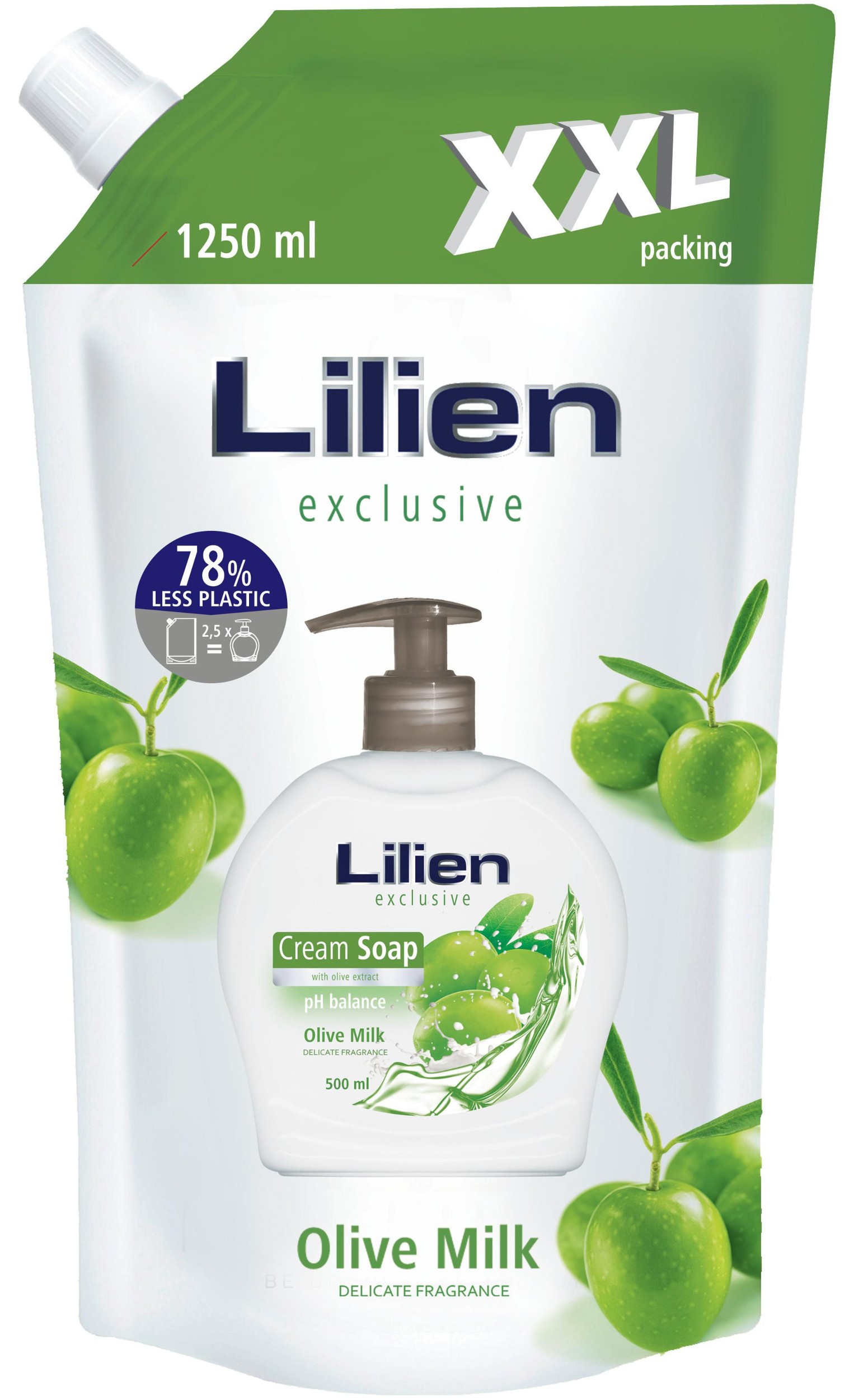 Drogerie a kosmetika - Lilien tekuté mýdlo Olive milk XXL 125