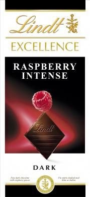Trvanlivé potraviny - Lindt Excellence Hořká čokoláda s malinami 100 g
