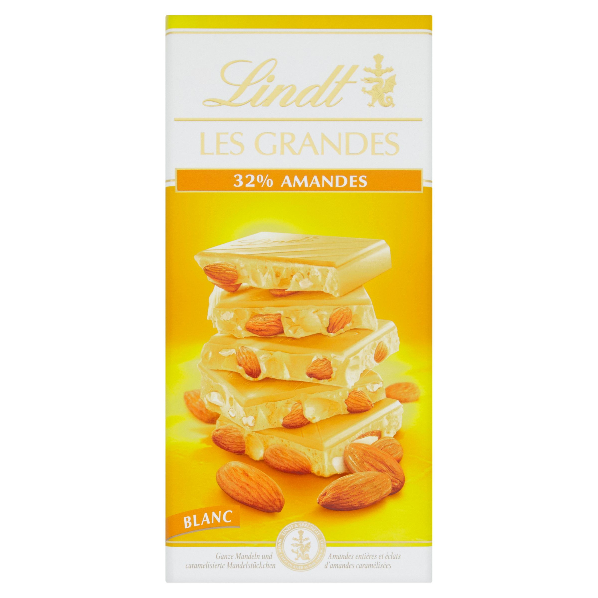 Trvanlivé potraviny - Lindt Les Grandes bílá čokoláda s mandlemi 150 g