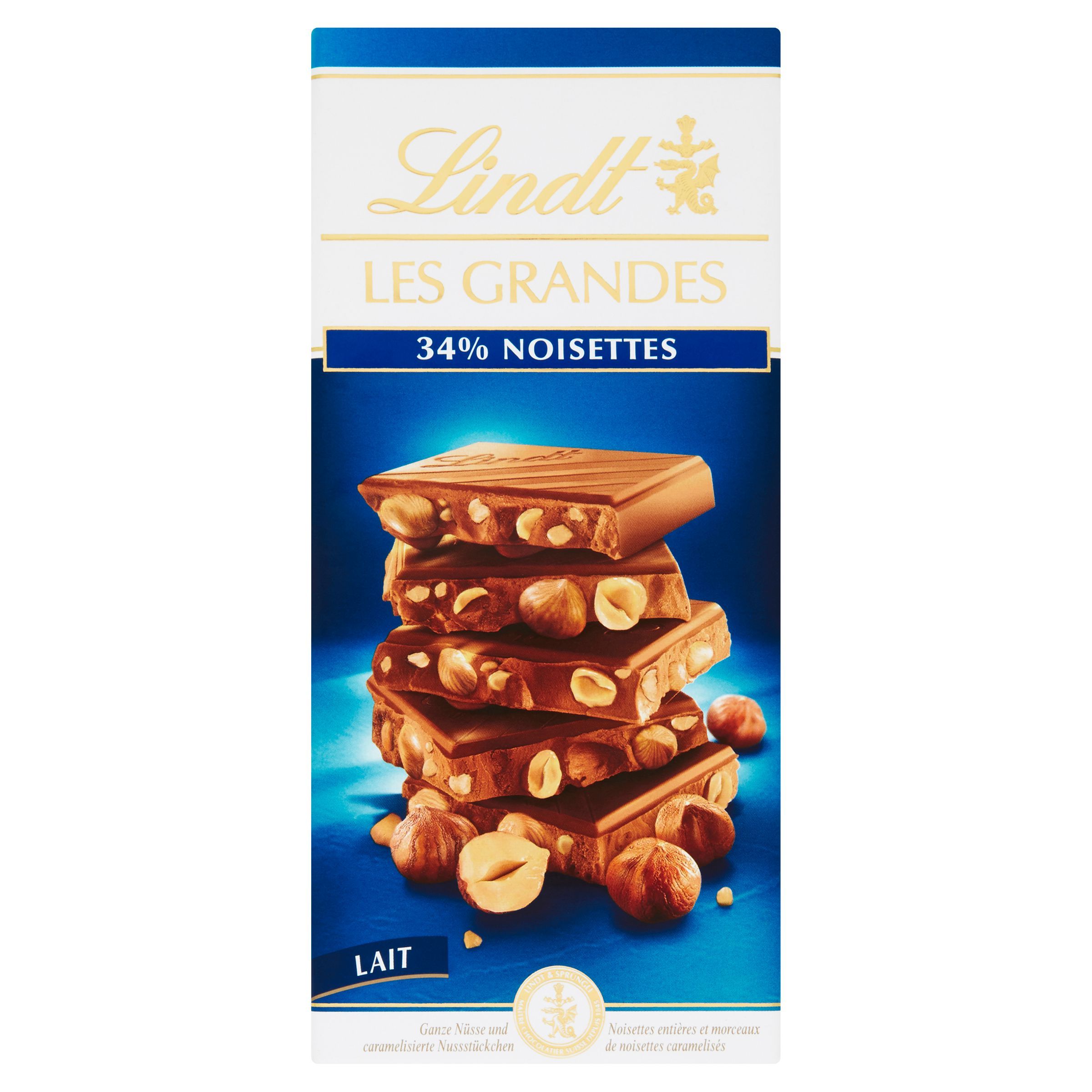 Trvanlivé potraviny - Lindt Les Grandes mléčná s oříšky 150 g