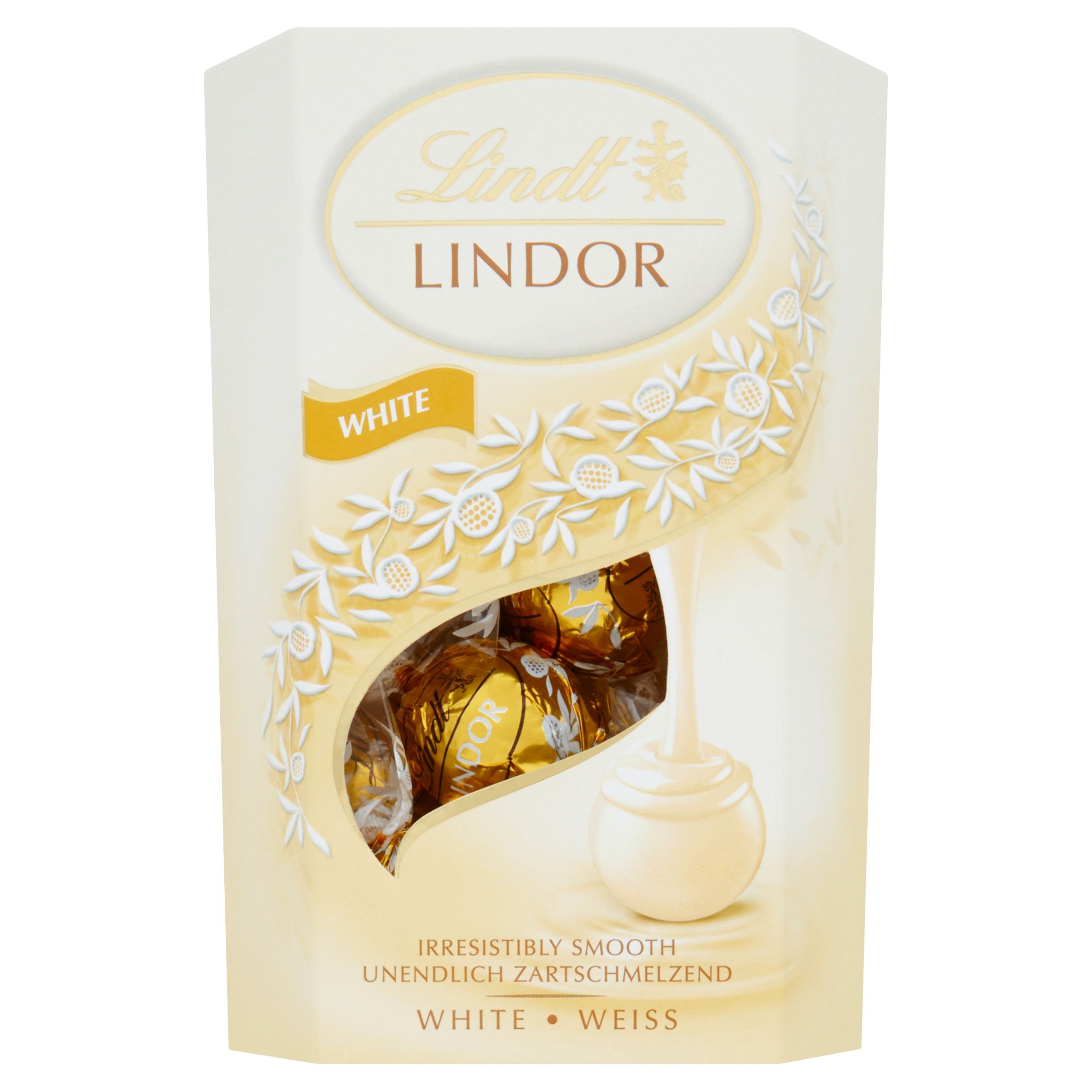 Trvanlivé potraviny - Lindt Lindor Čokoládový bonbón z bílé čokolády s jemnou tekutou náplní 200 g