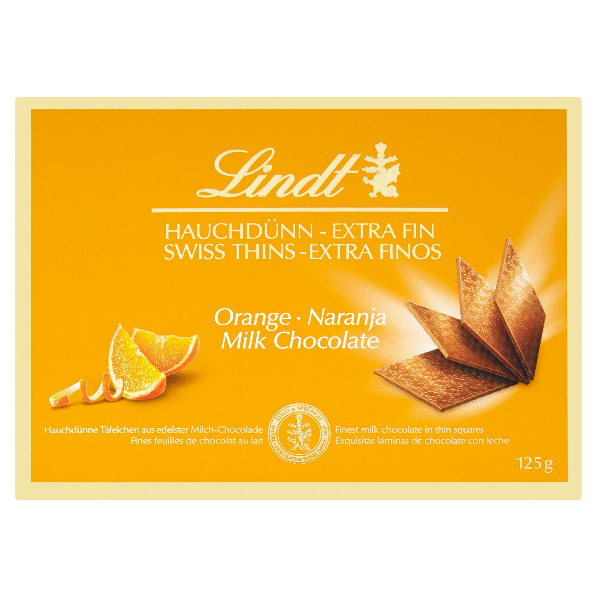 Trvanlivé potraviny - Lindt Thins Orange 125 g