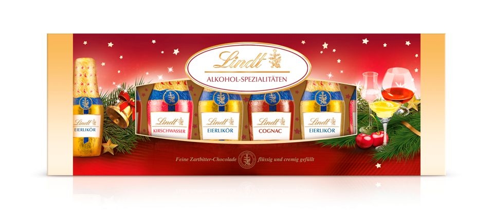 Trvanlivé potraviny - Lindt Vánoční Lahvičky alkohol 131g
