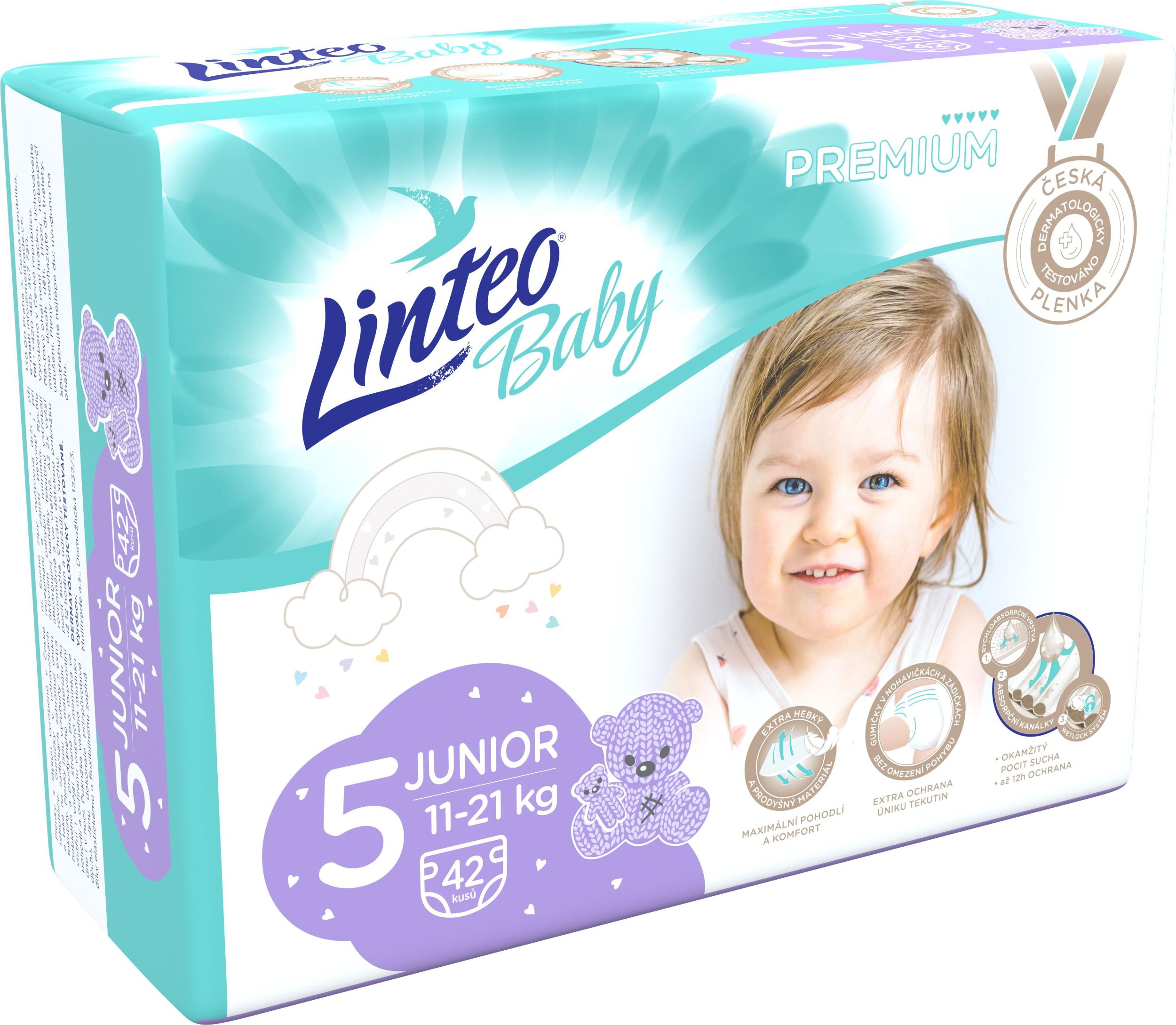 Svět dětí - Linteo Baby Prémiové plenky č. 5 Junior, 11-21 kg, 42ks