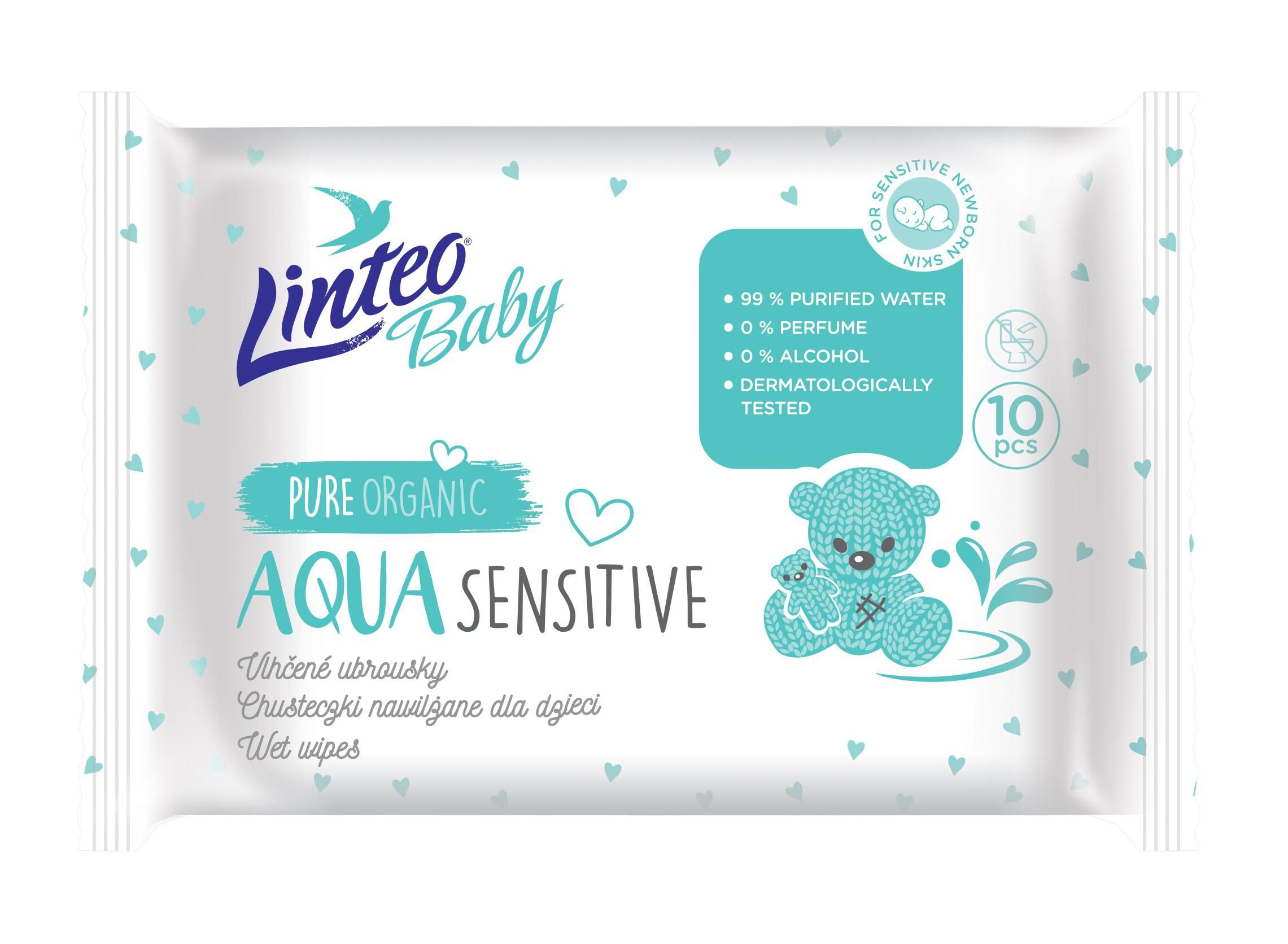 Svět dětí - Linteo Baby Vlhčené ubrousky Aqua Sensitive 10ks