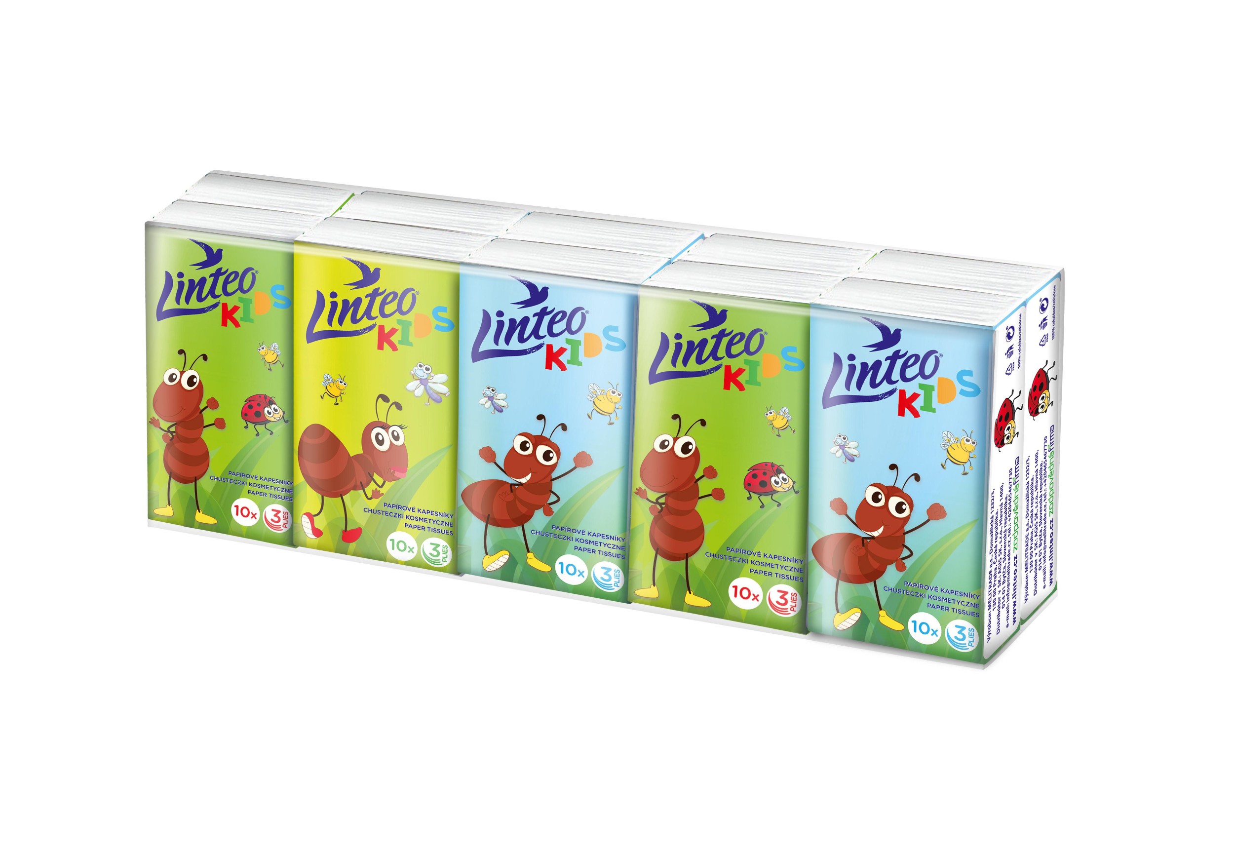 Drogerie a kosmetika - Linteo Kids papírové kapesníky 3vrstvé 10x10ks