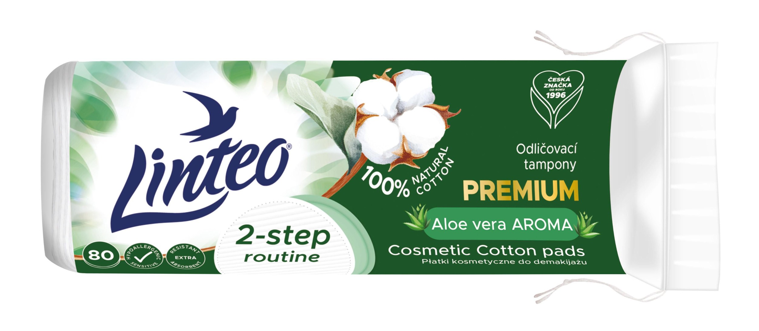Drogerie a kosmetika - LINTEO Odličovací tampony Aloe 80 ks