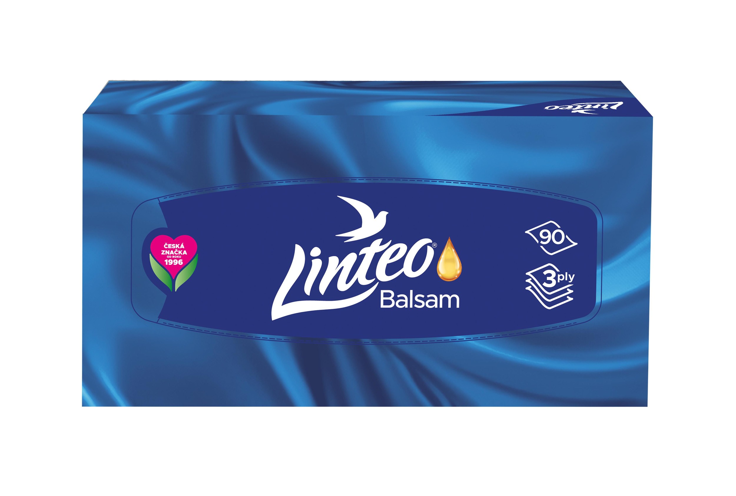 Drogerie a kosmetika - Linteo papírové kapesníky bílé s balzámem box 3vrstvé 90 ks