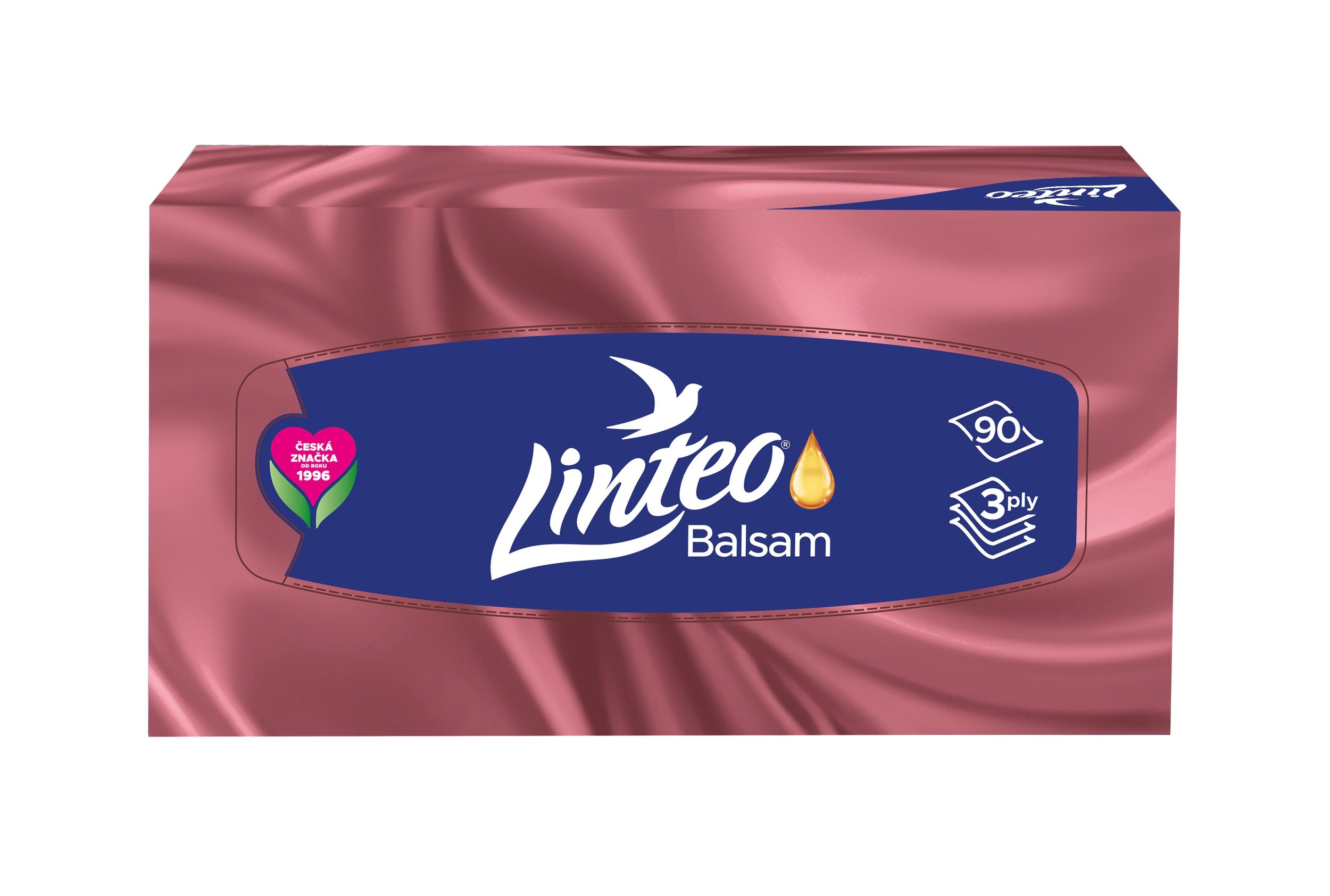 Linteo papírové kapesníky bílé s balzámem box 3vrstvé 90 ks-2