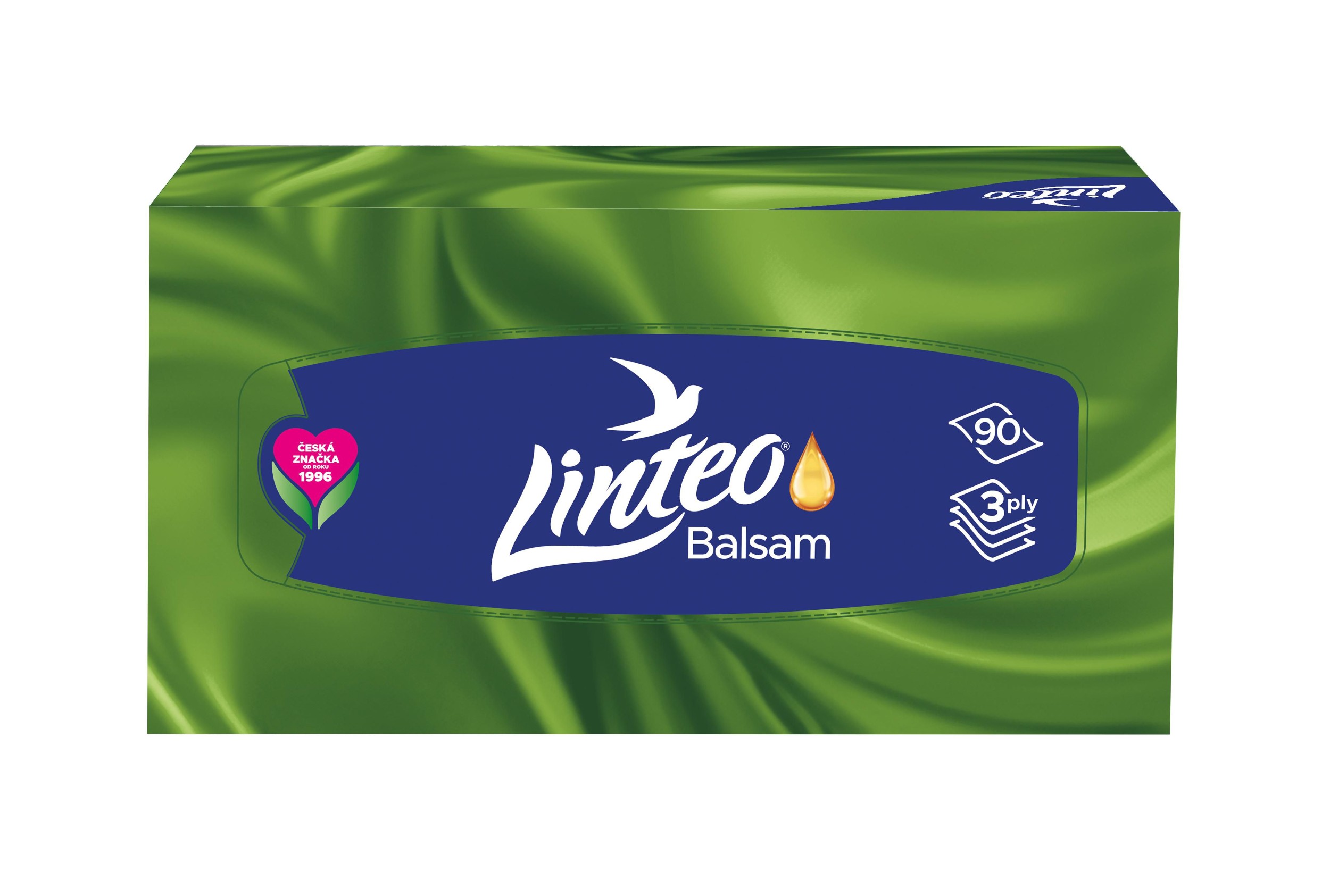 Linteo papírové kapesníky bílé s balzámem box 3vrstvé 90 ks-1