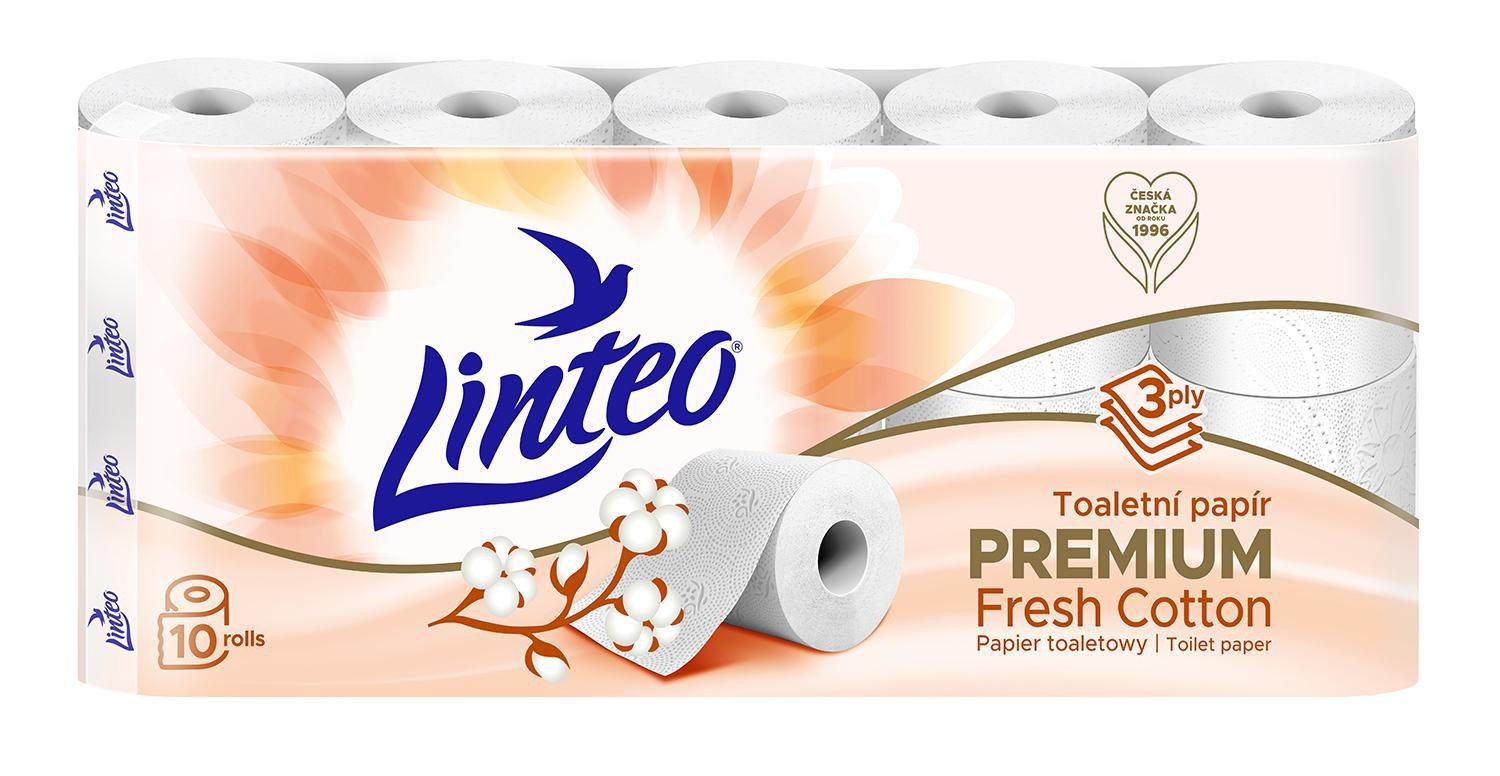 Drogerie a kosmetika - Linteo toaletní papír PREMIUM bavlníková parfemace, 3vrstvý, 10 rolí
