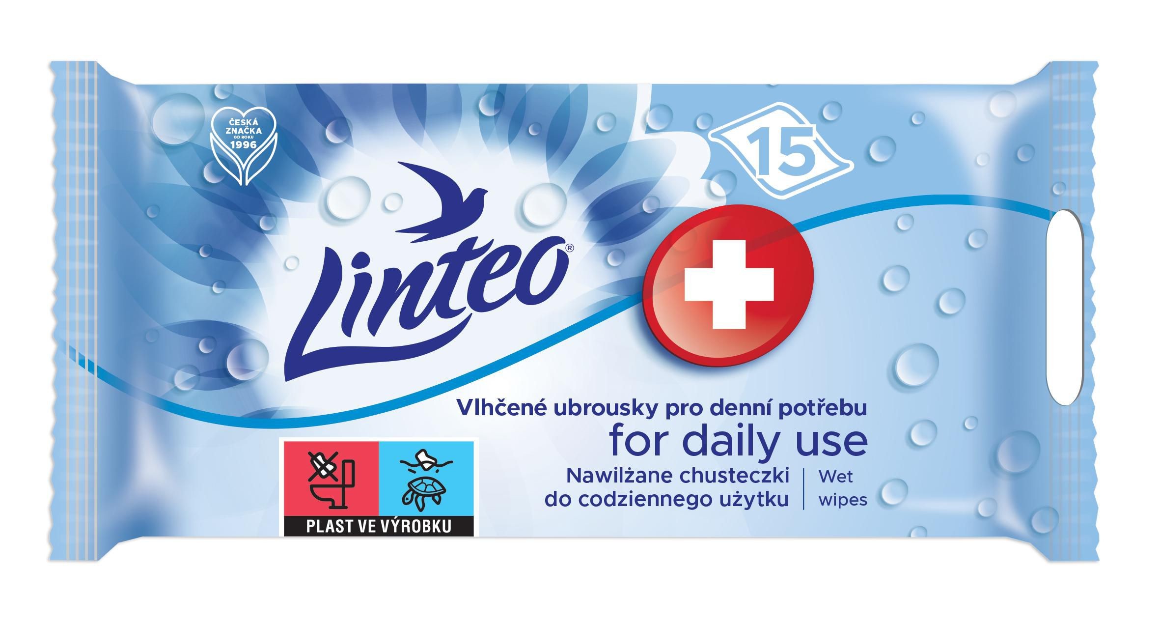 Drogerie a kosmetika - Linteo Vlhčené osvěžující ubrousky pro denní potřebu 15 ks