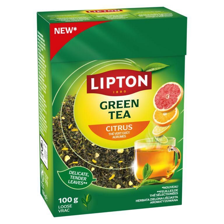 Nápoje - Lipton Green Citrus sypaný čaj 100g
