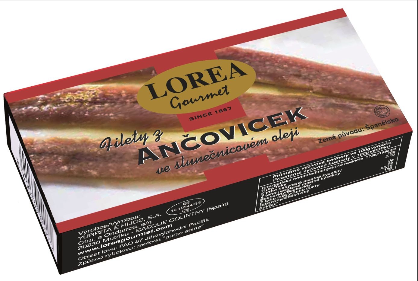 Trvanlivé potraviny - Lorea Filety z ančoviček ve slunečnicovém oleji 45 g