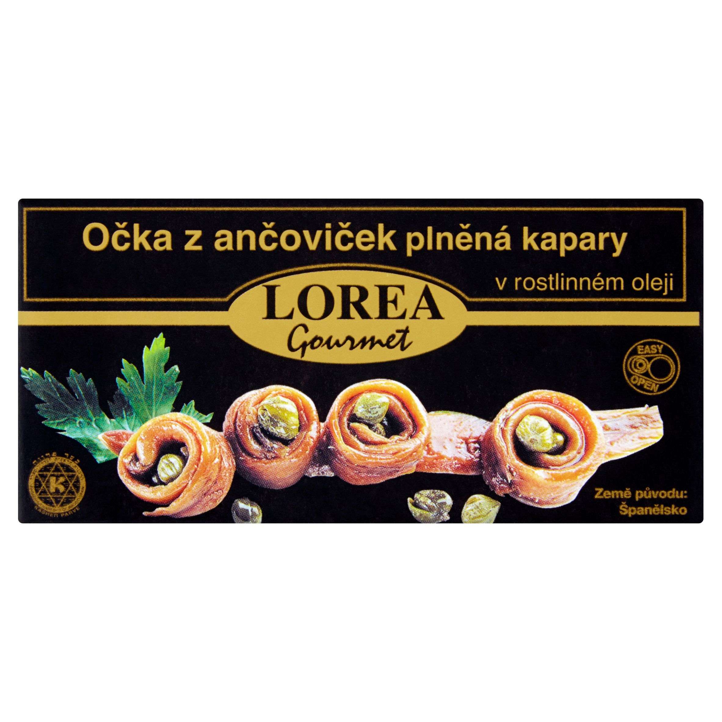 Trvanlivé potraviny - Lorea gourmet Očka z ančoviček plněná kapary v rostlinném oleji 50 g