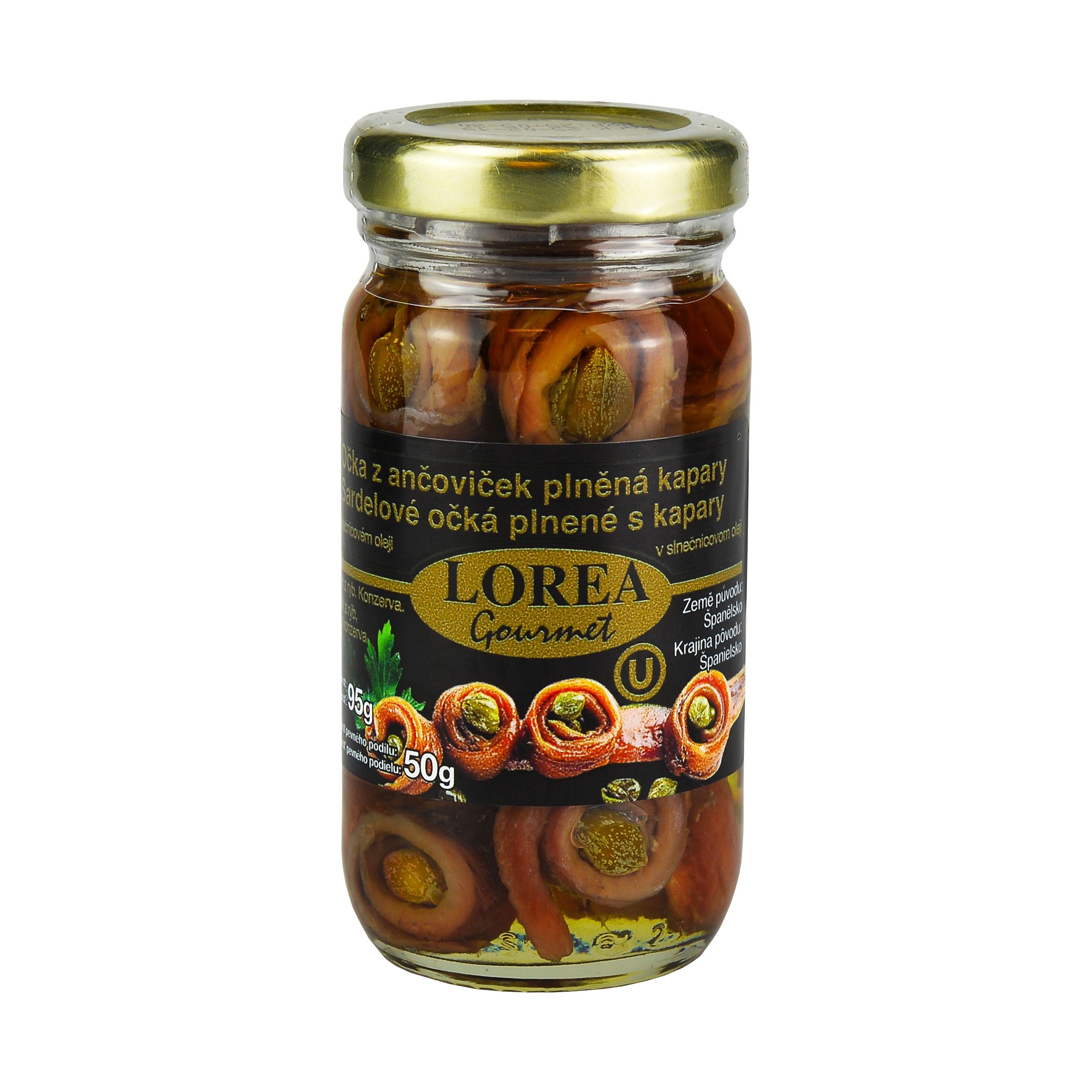 Trvanlivé potraviny - Lorea Očka z ančoviček plněná kapary 95g