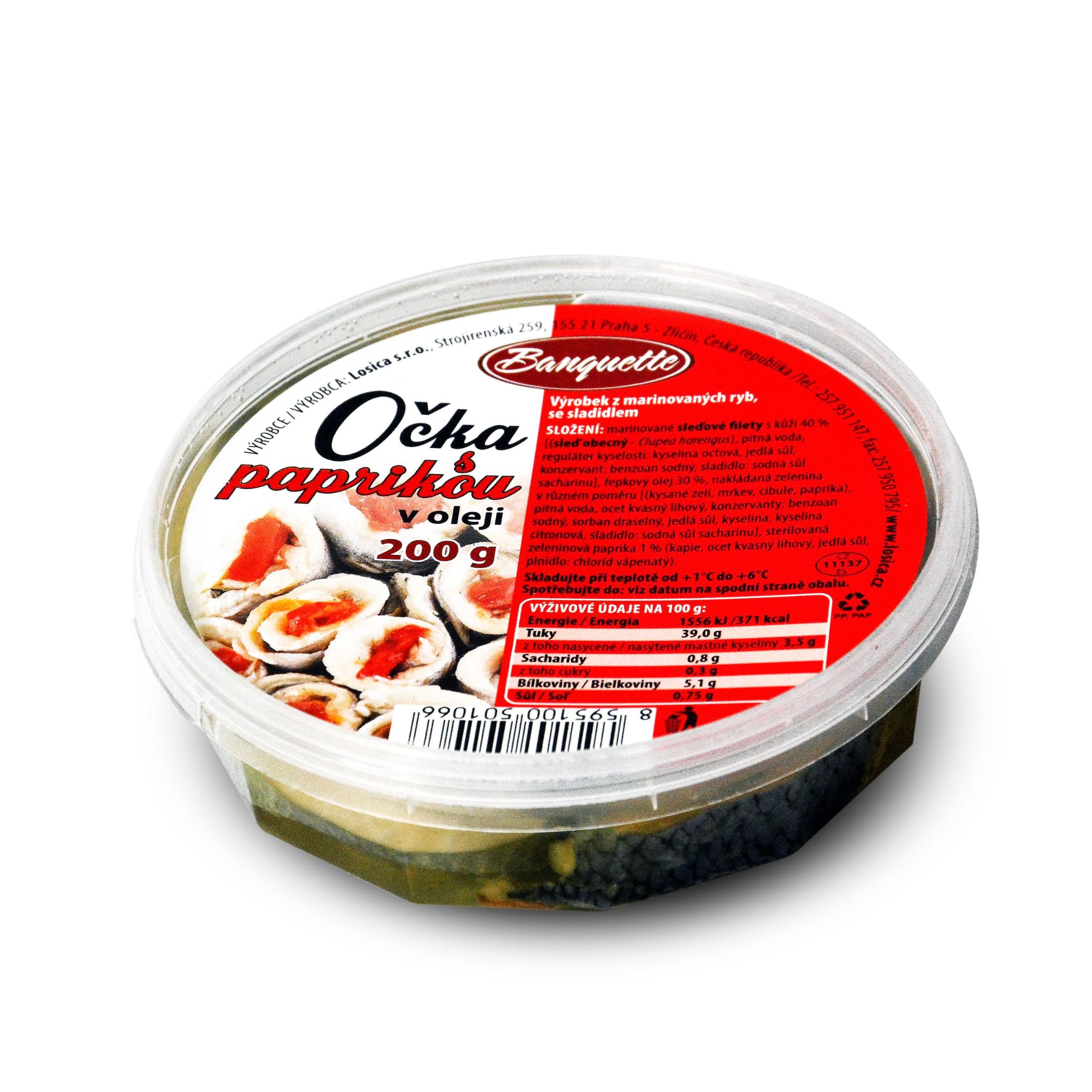 Uzeniny a lahůdky - Losica Očka s paprikou, v oleji 200 g
