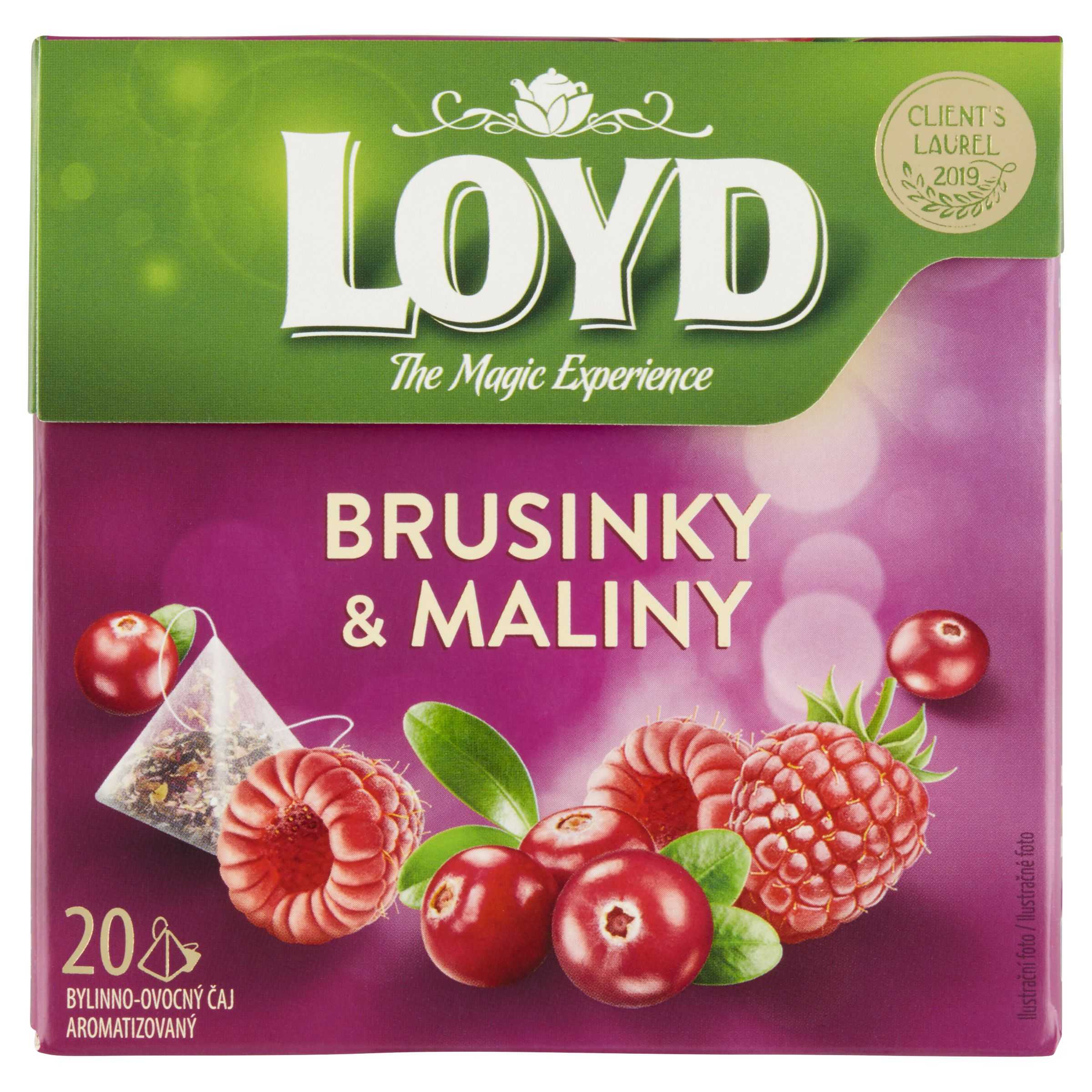Nápoje - Loyd Bylinno-ovocný čaj aromatizovaný brusinky & maliny 20 x 2g