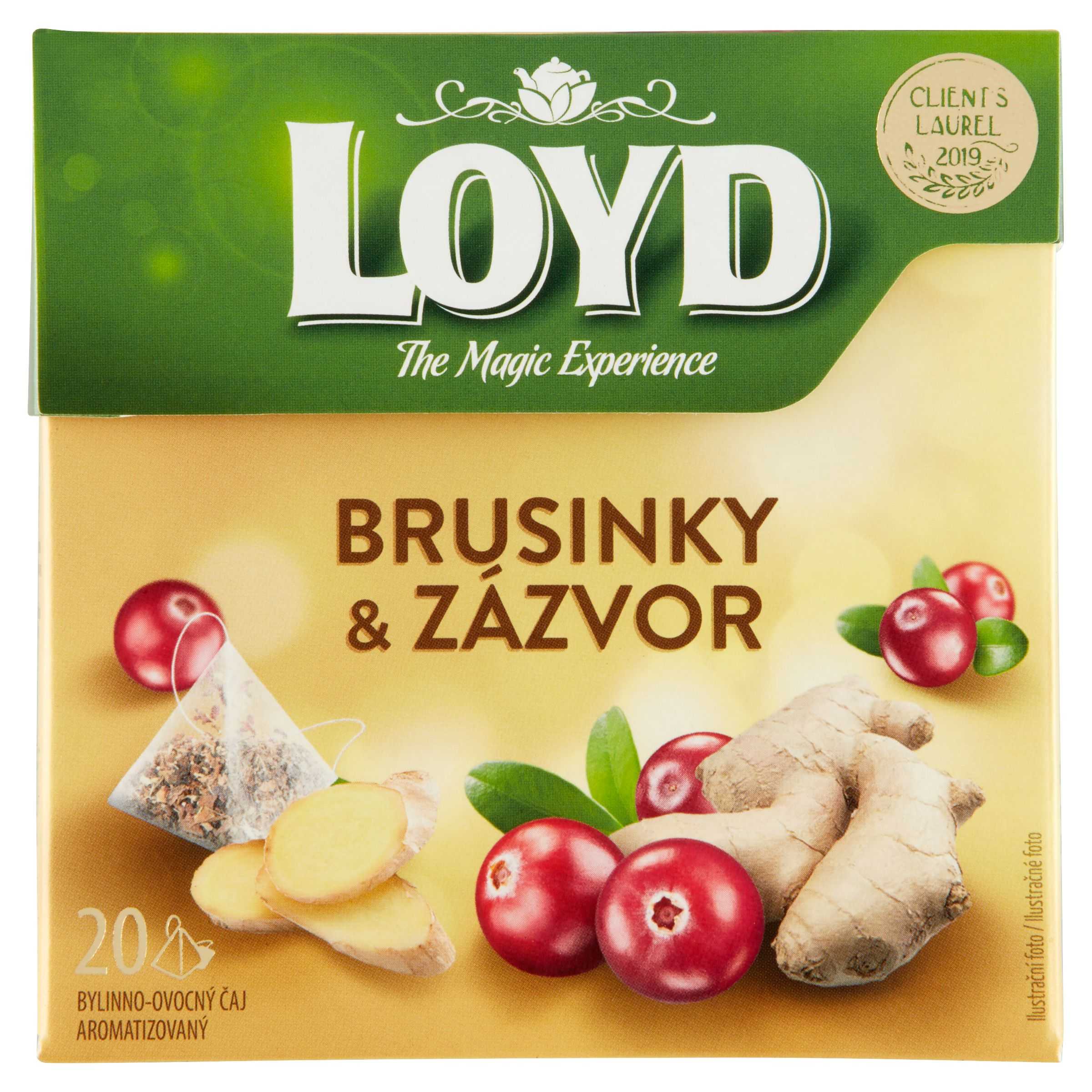 Nápoje - Loyd Bylinno-ovocný čaj aromatizovaný brusinky & zázvor 20 x 2g