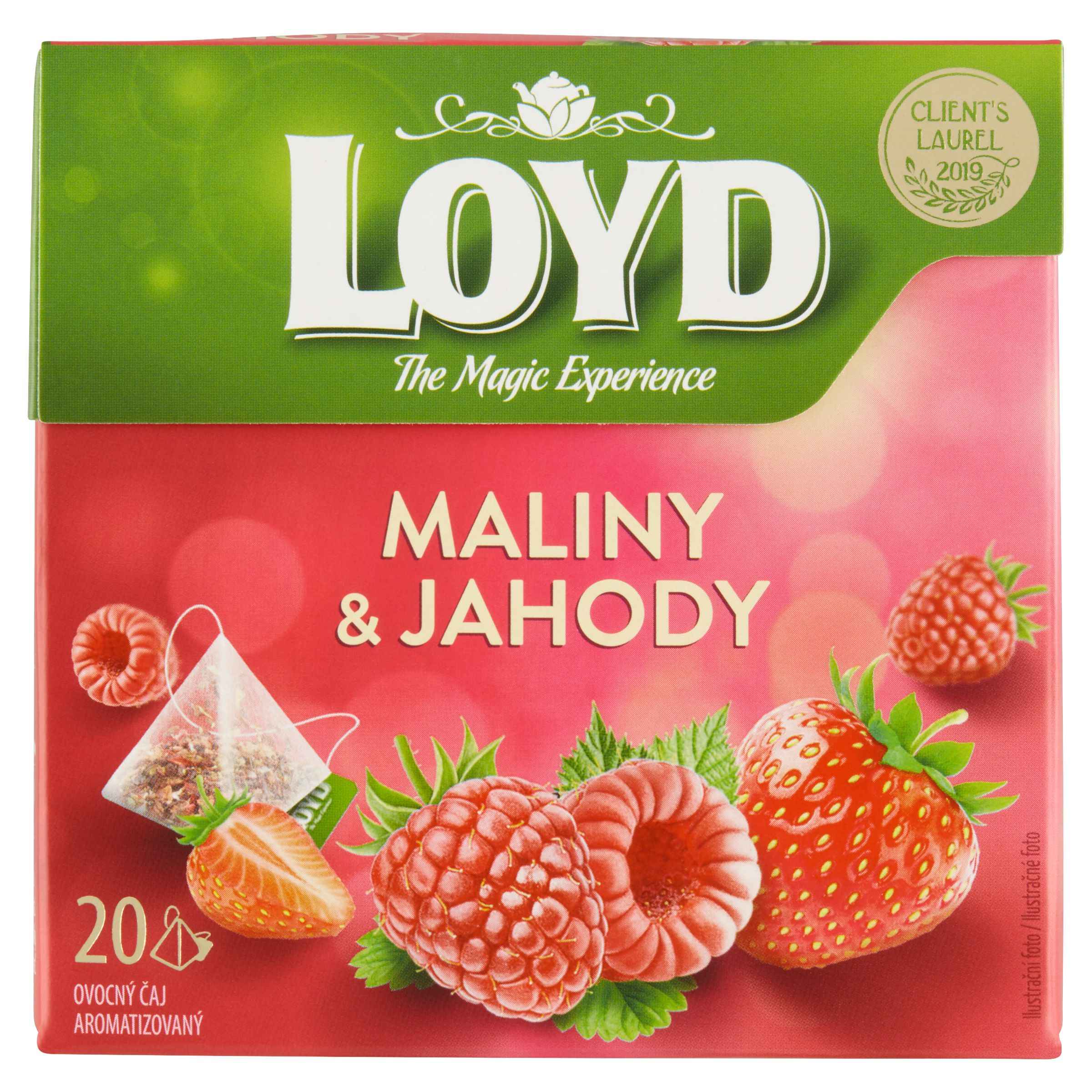 Nápoje - Loyd Ovocný čaj aromatizovaný maliny & jahody 20 x 2g