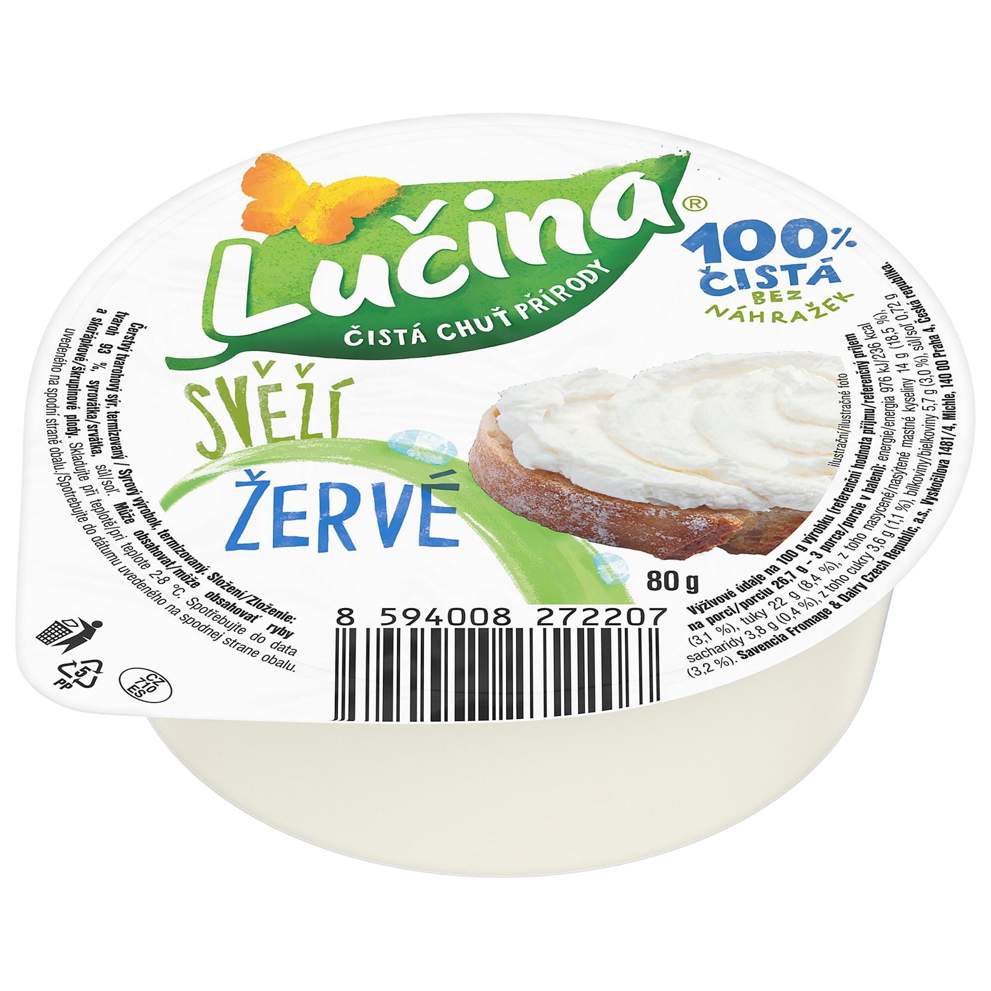 Mléčné a chlazené - Lučina Svěží Žervé natur 80g
