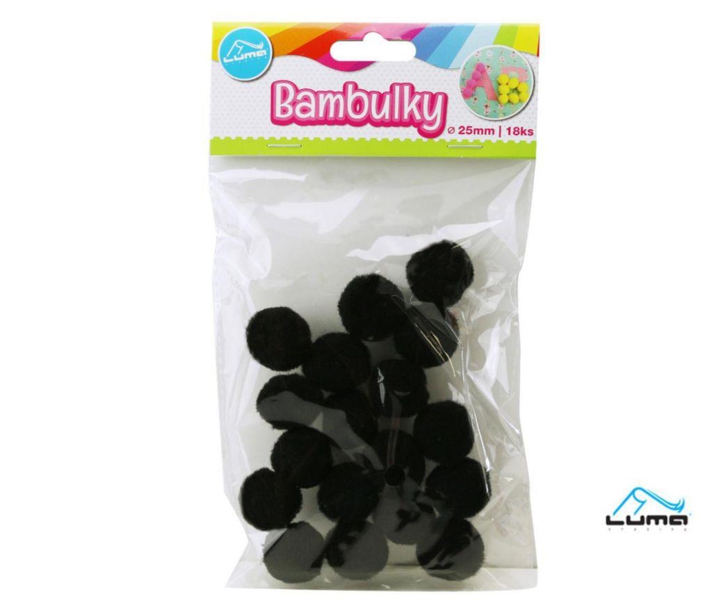 Domácnost a Zahrada - Luma Bambulky černé 18ks 25mm