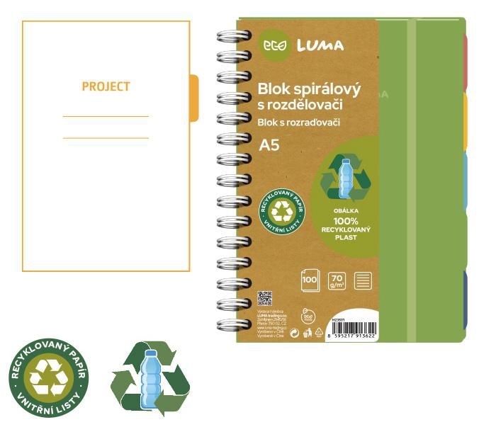 Domácnost a Zahrada - Luma blok spirála A5 s rozdělovači 100l ECO