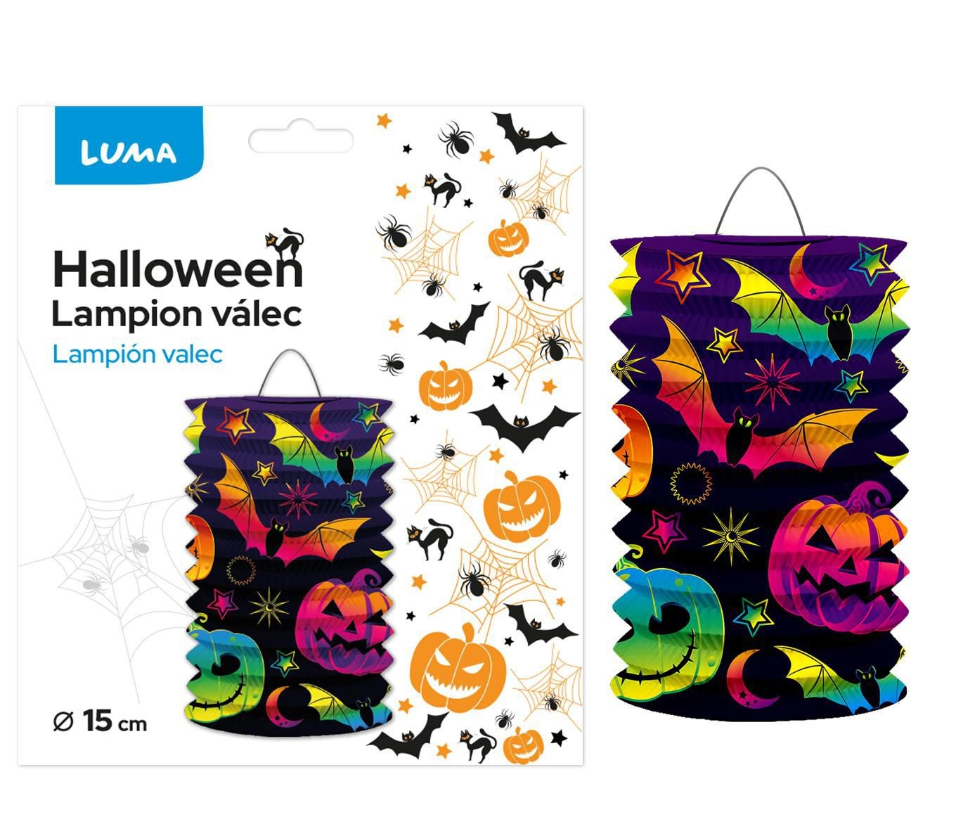 Domácnost a Zahrada - LUMA Lampion 15cm válec HALLOWEEN dýně