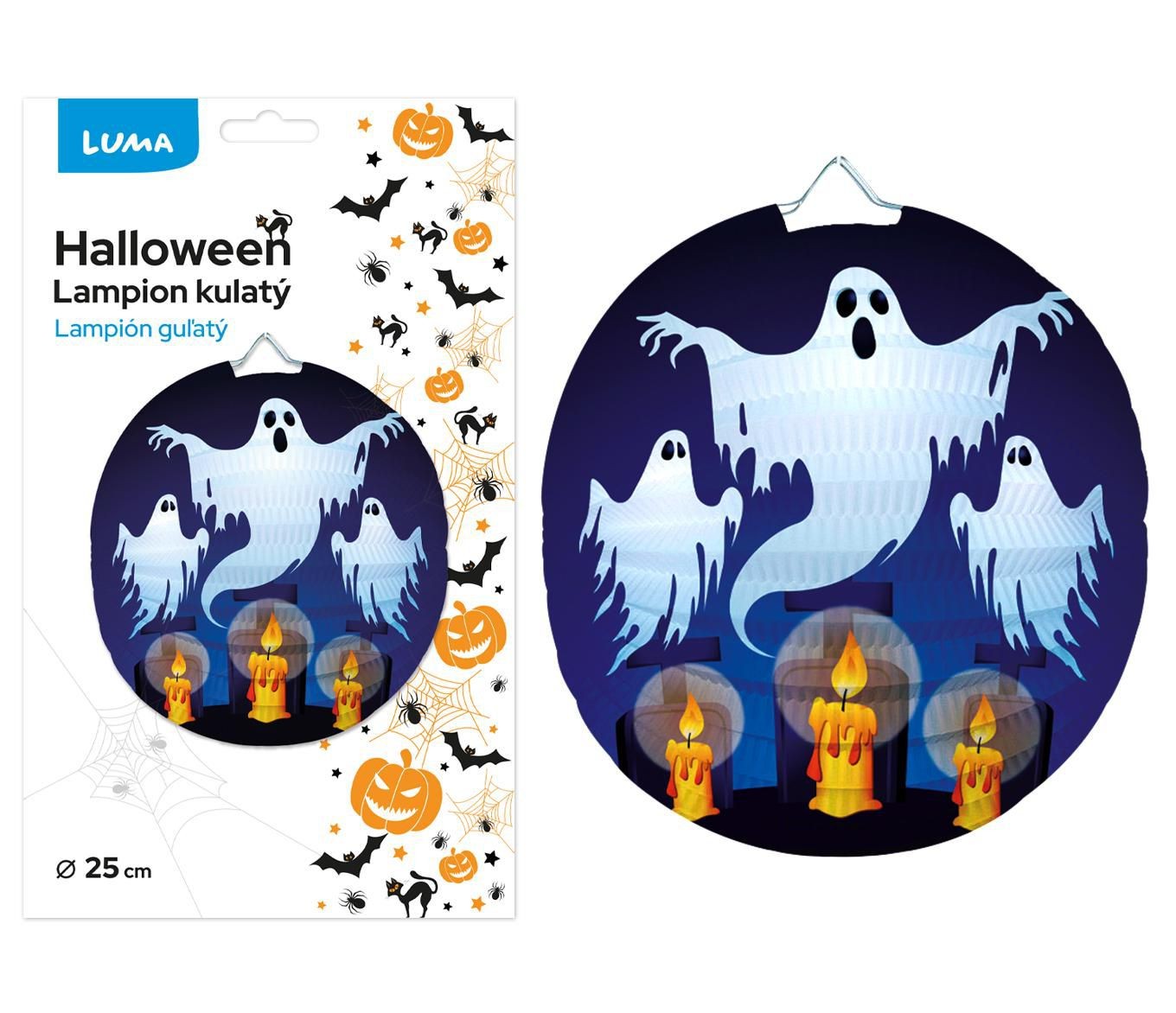 Domácnost a Zahrada - LUMA Lampion 25cm kulatý HALLOWEEN duch