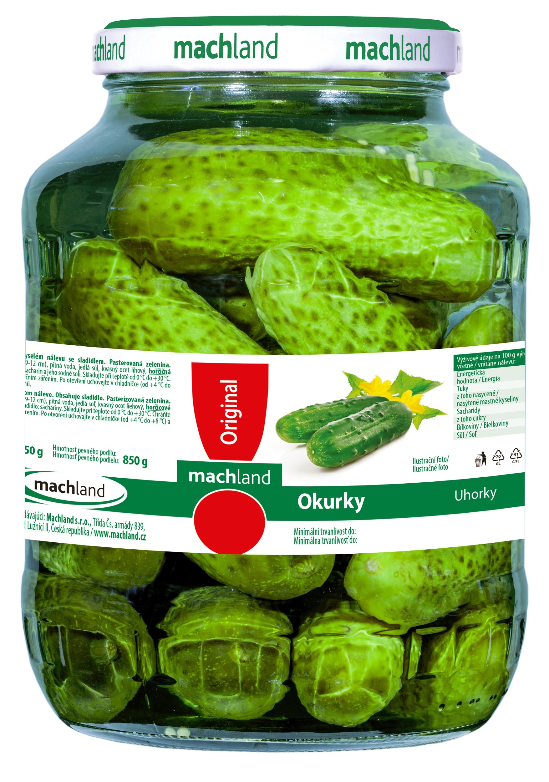 Trvanlivé potraviny - Machland Okurky 9-12cm 1550 g