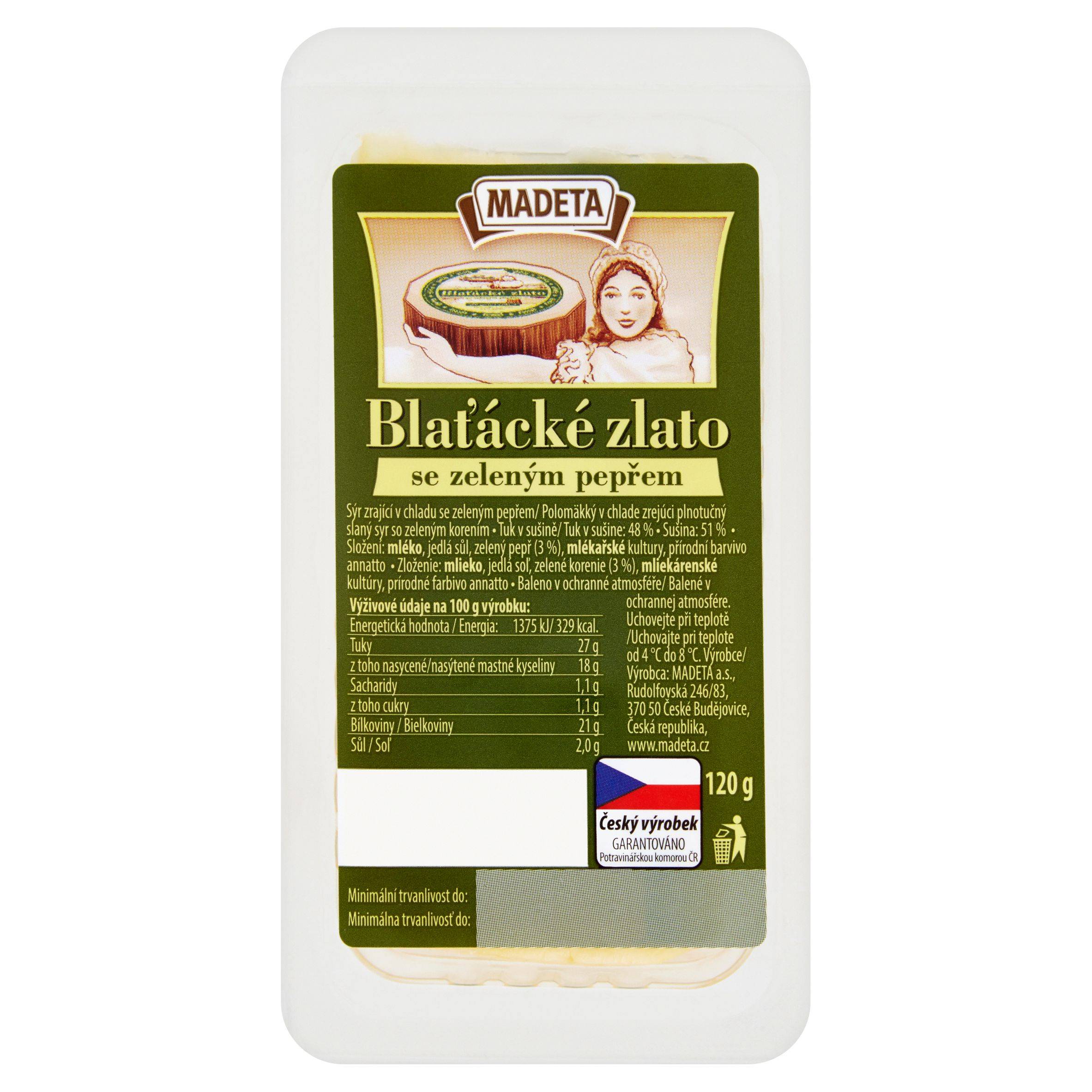 Madeta Blaťácké zlato se zeleným pepřem 48% 120 g-0