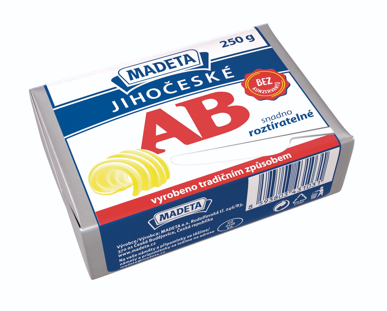 Mléčné a chlazené - Madeta Jihočeské AB 78% 250 g