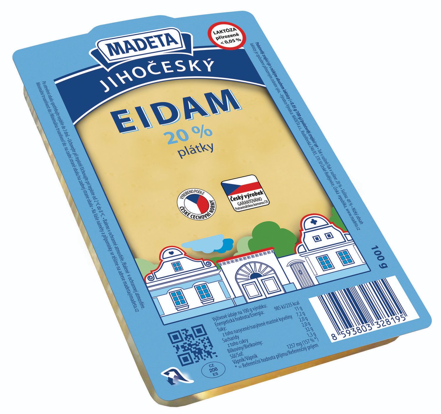 Mléčné a chlazené - Madeta Jihočeský eidam 20% plátky 100 g