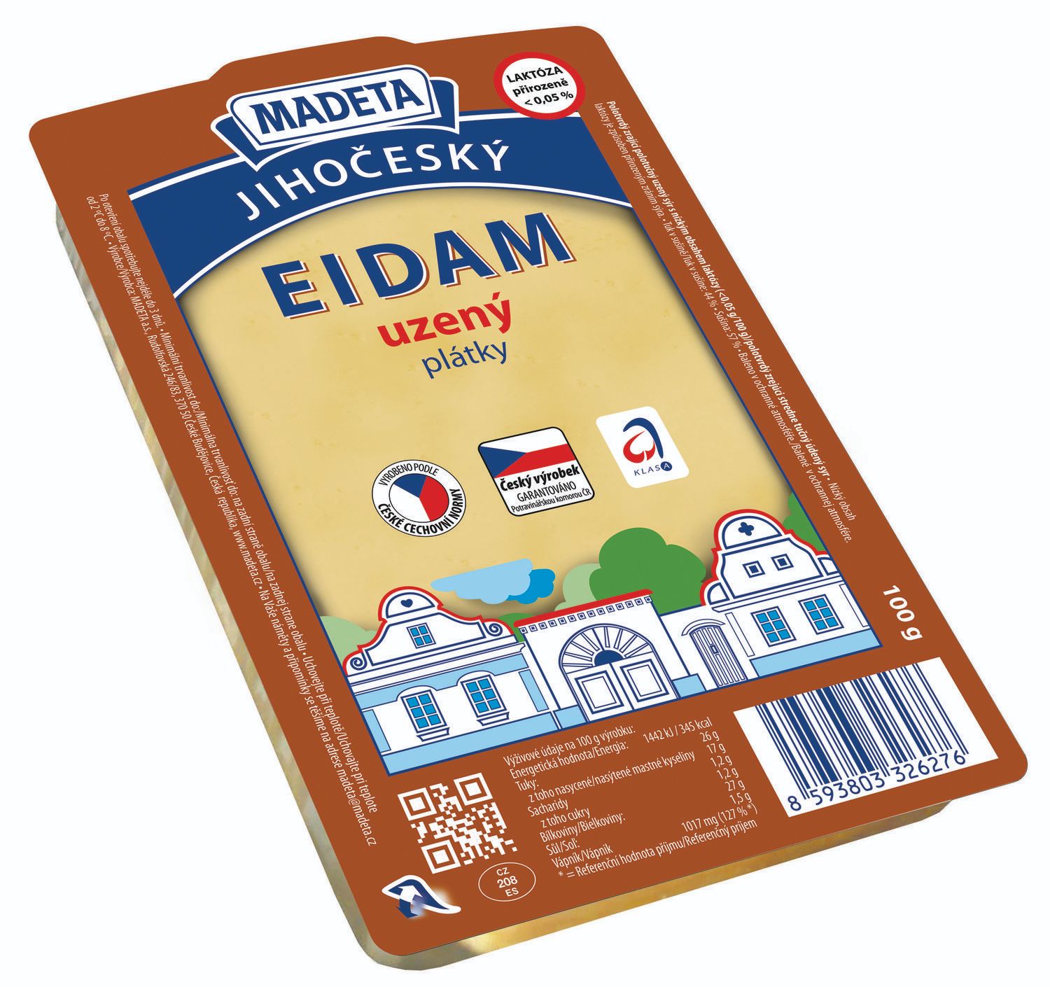 Mléčné a chlazené - Madeta Jihočeský eidam uzený 44% plátky 100 g