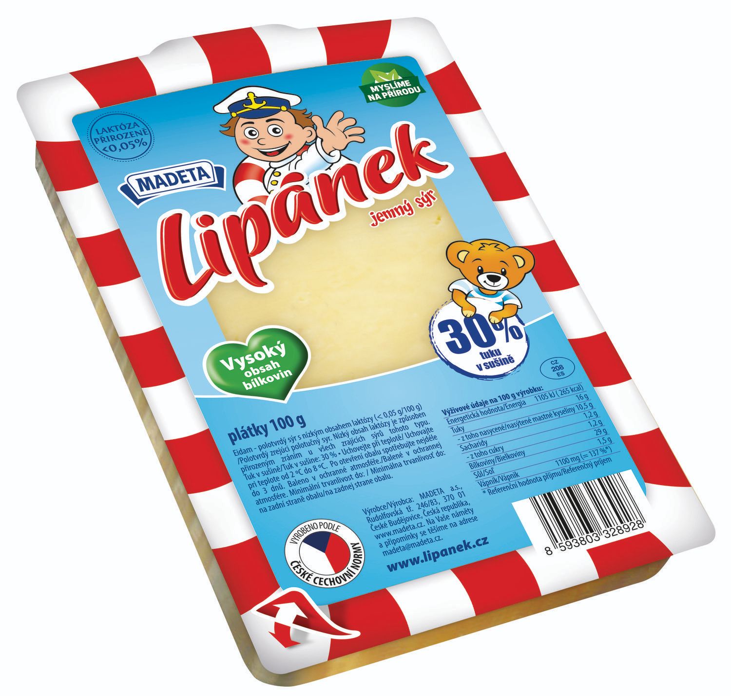 Mléčné a chlazené - Madeta Lipánek 30% eidam plátky 100g
