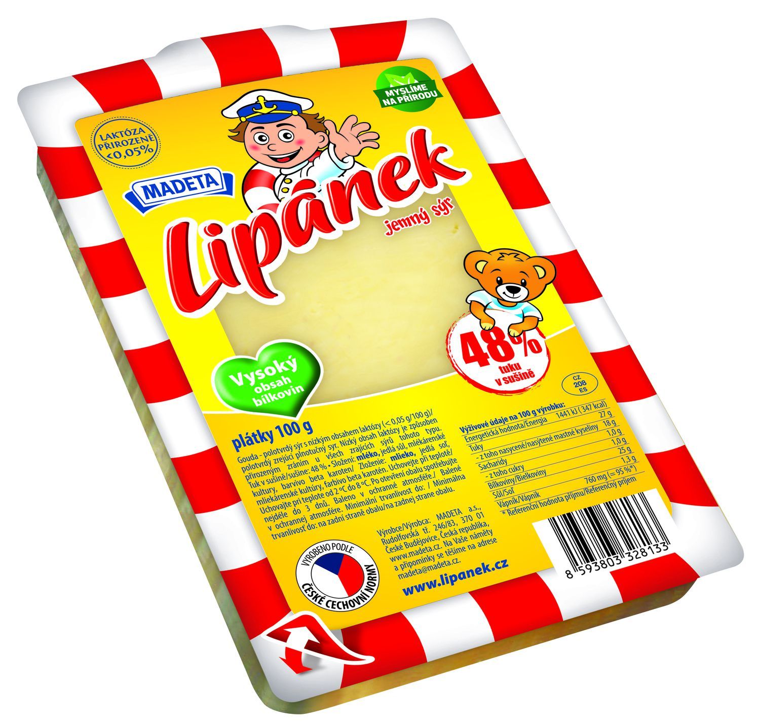 Mléčné a chlazené - Madeta Lipánek 48% plátky 100 g